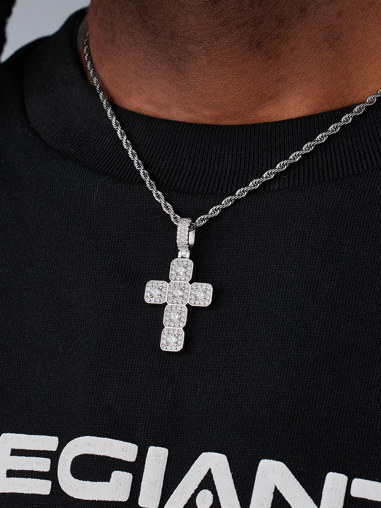 S925 Moissanite Square Cross Pendant - Image 2