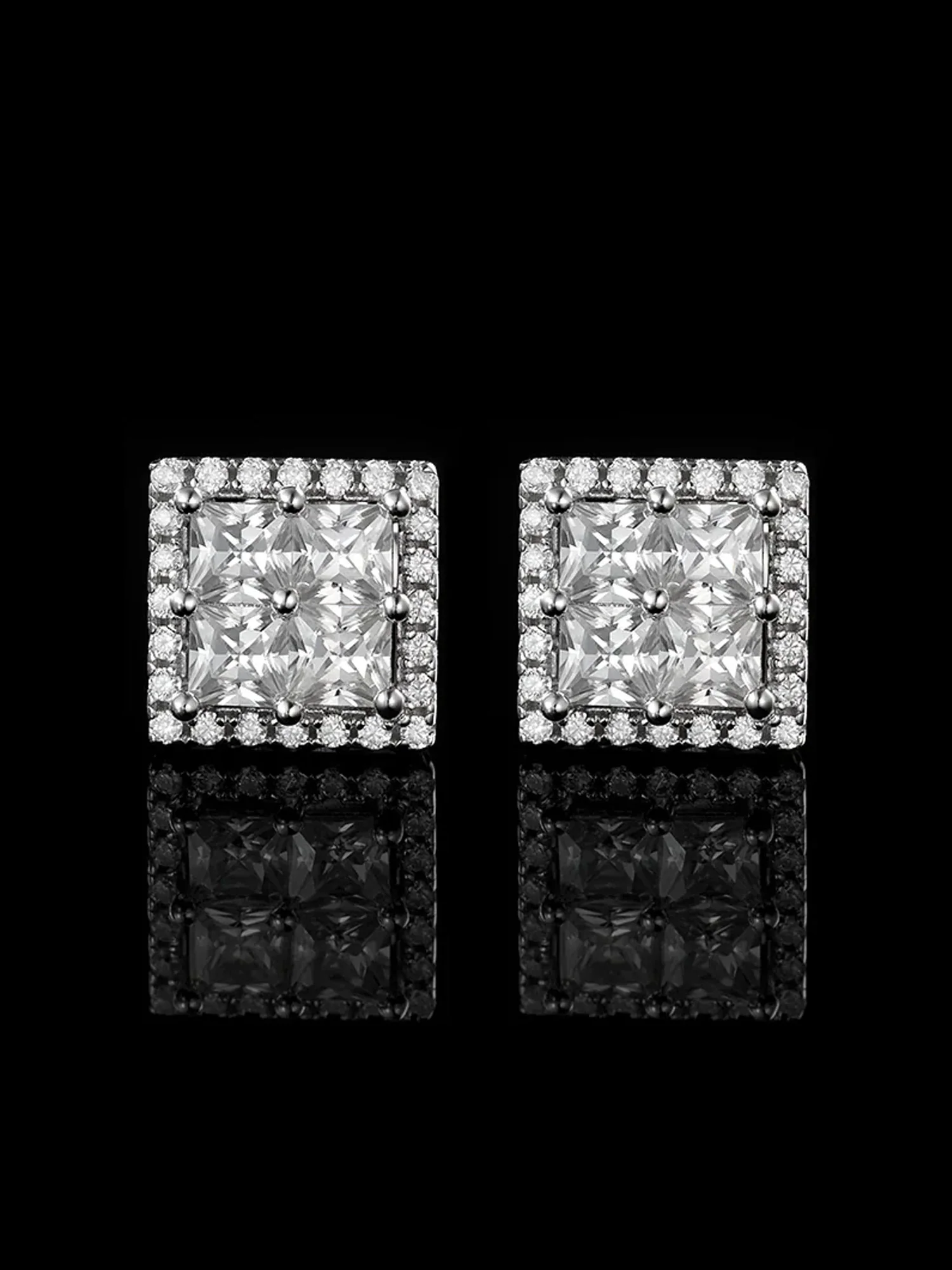 S925 Moissanite Square Earrings - Image 2