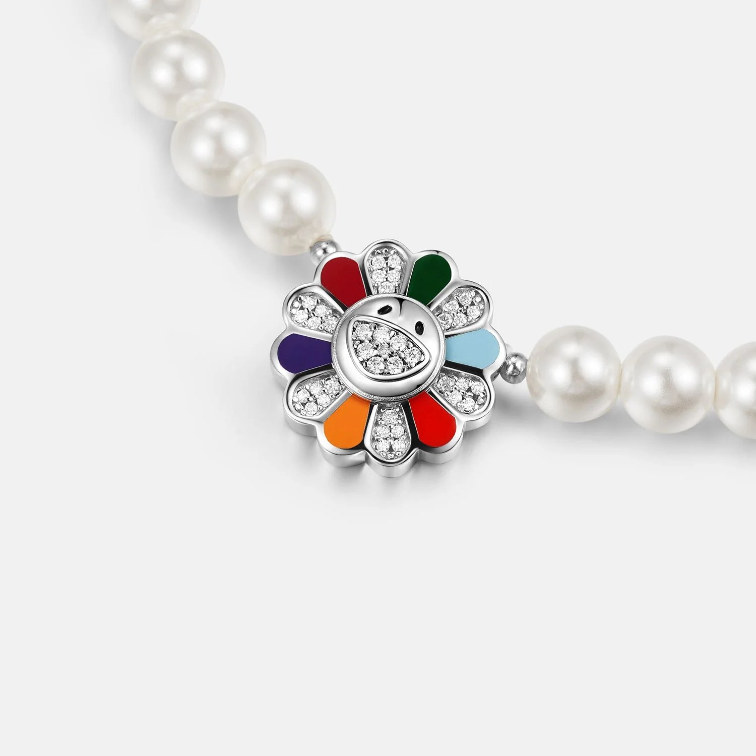 S925 Moissanite Sunflower Pearl Bracelet - Image 2