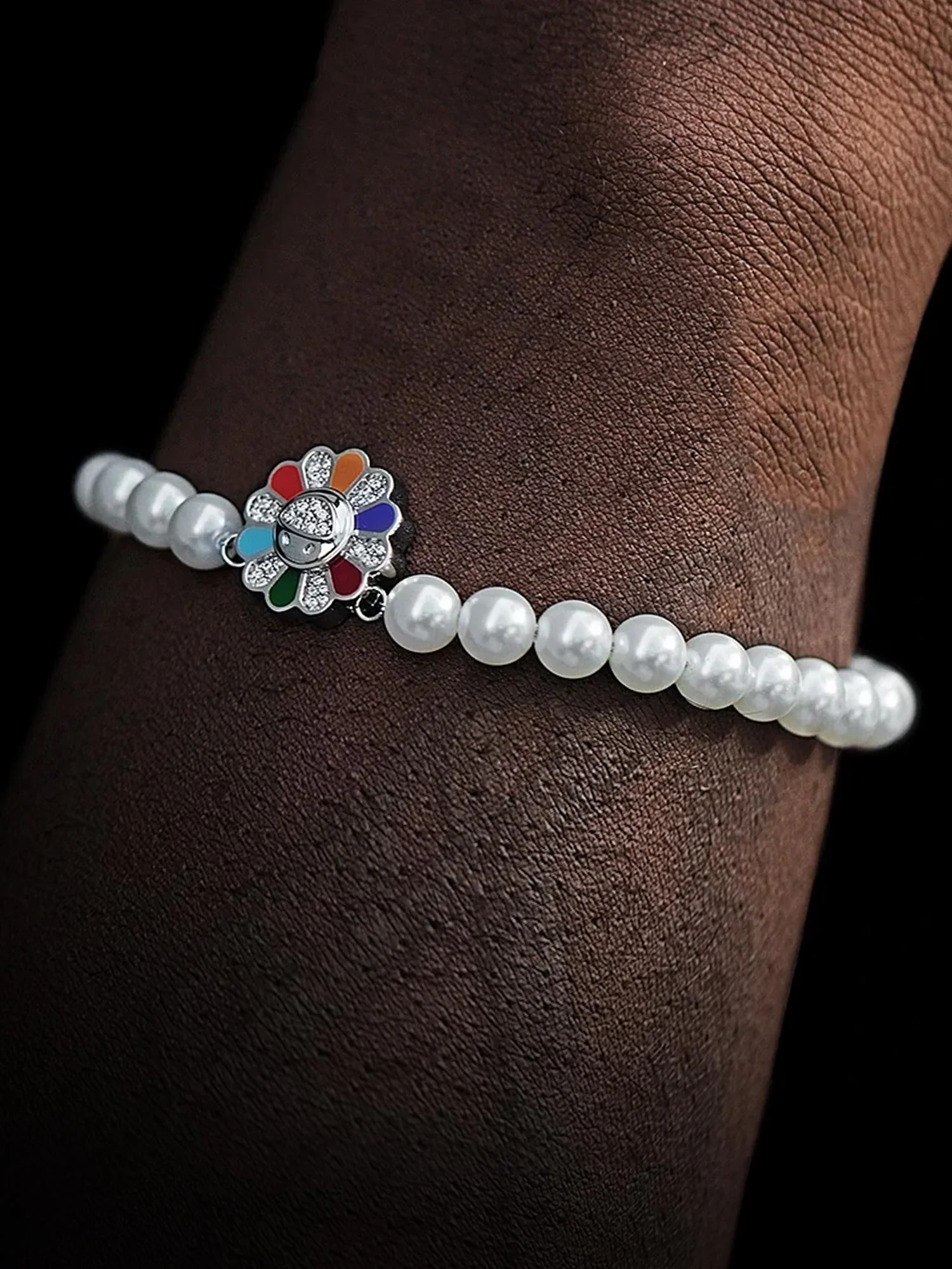 S925 Moissanite Sunflower Pearl Bracelet - Image 4
