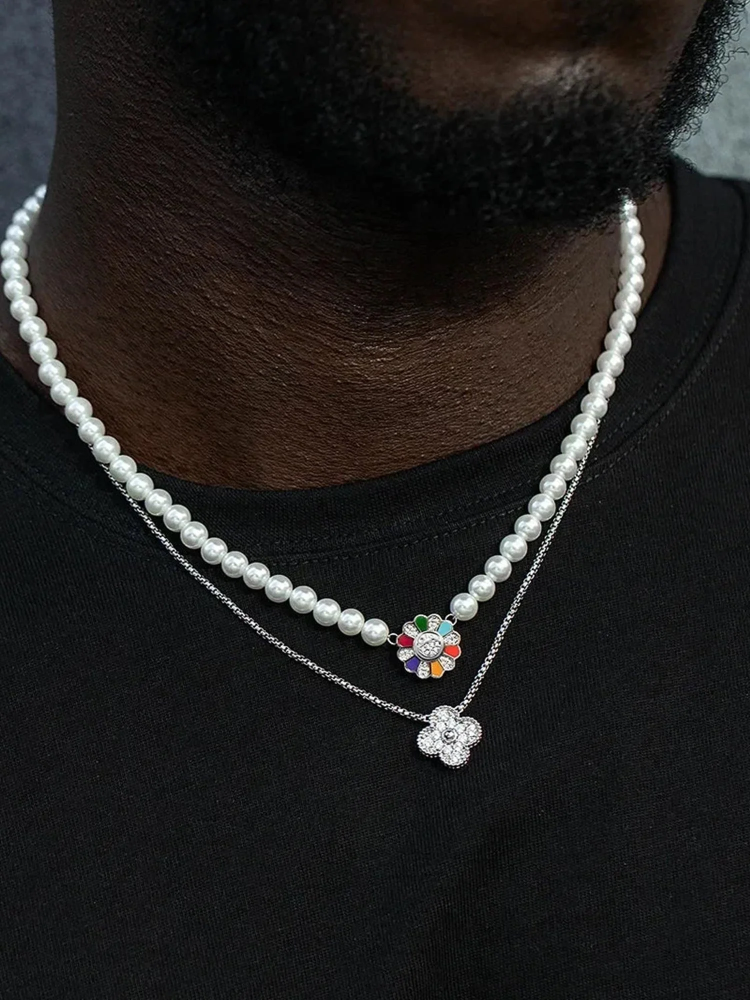 S925 Moissanite Sunflower Pearl Chain - Image 4