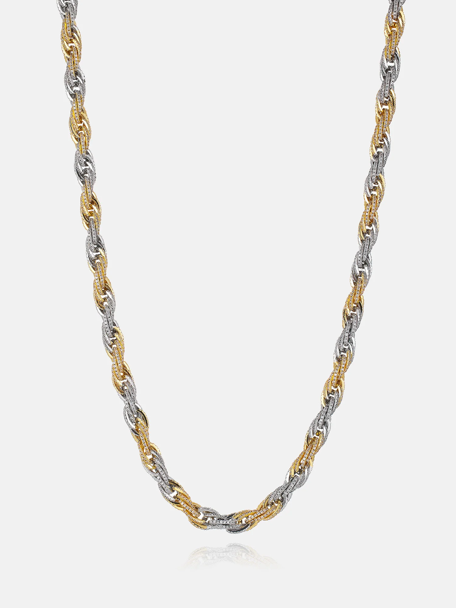 S925 Moissanite Two Tone 5mm Rope Chain Or Bracelet