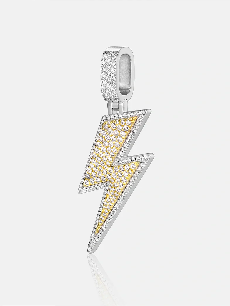 S925 Moissanite Two Tone Lightning Pendant
