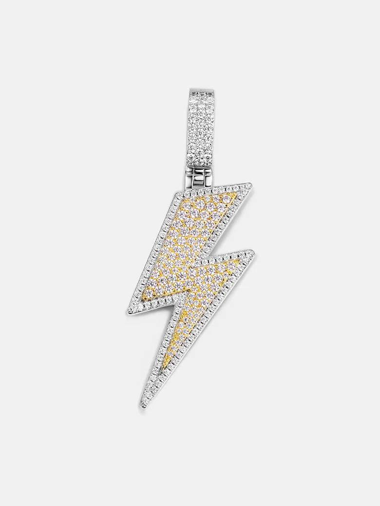 S925 Moissanite Two Tone Lightning Pendant - Image 2