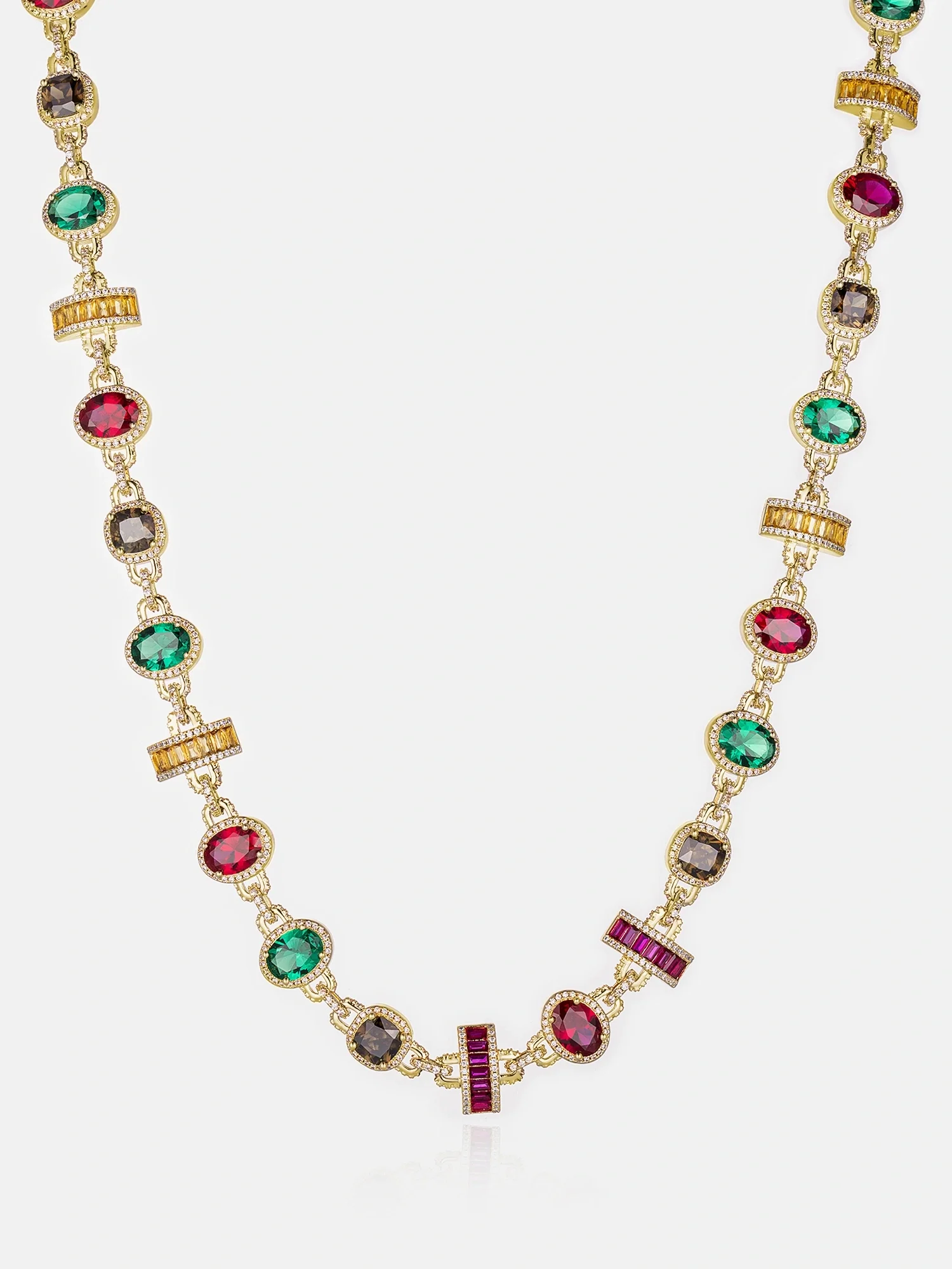 S925 Multi Color Mixed Shape Gemstone Chain