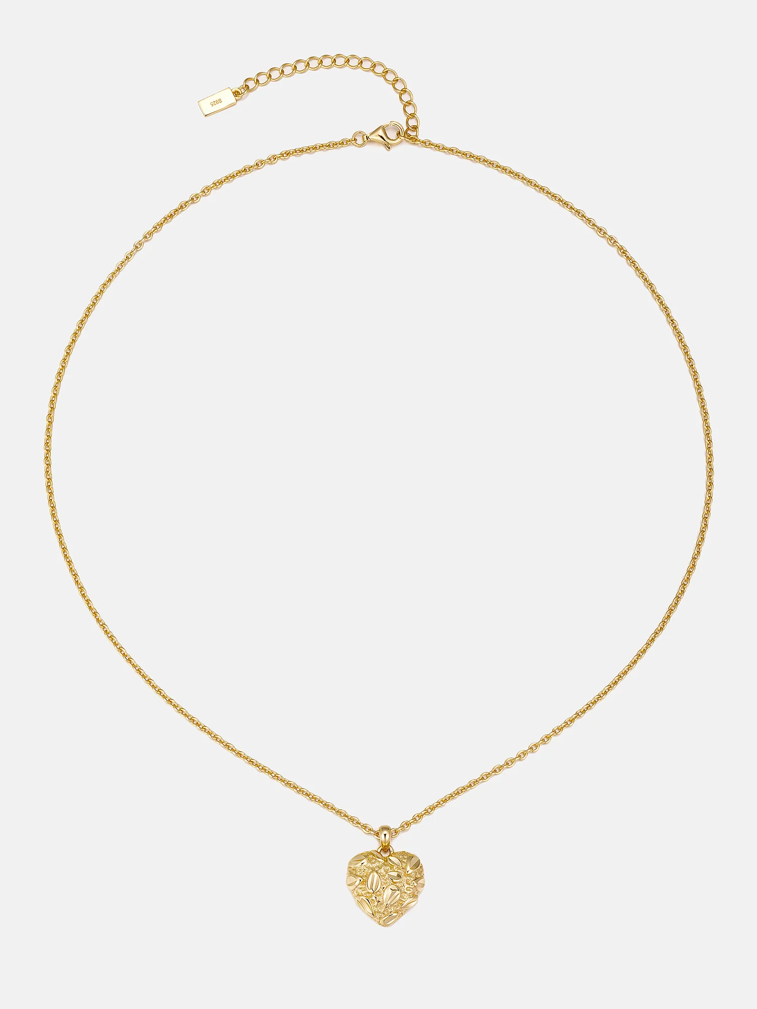 S925 Nugget Textured Heart Necklace - Image 3