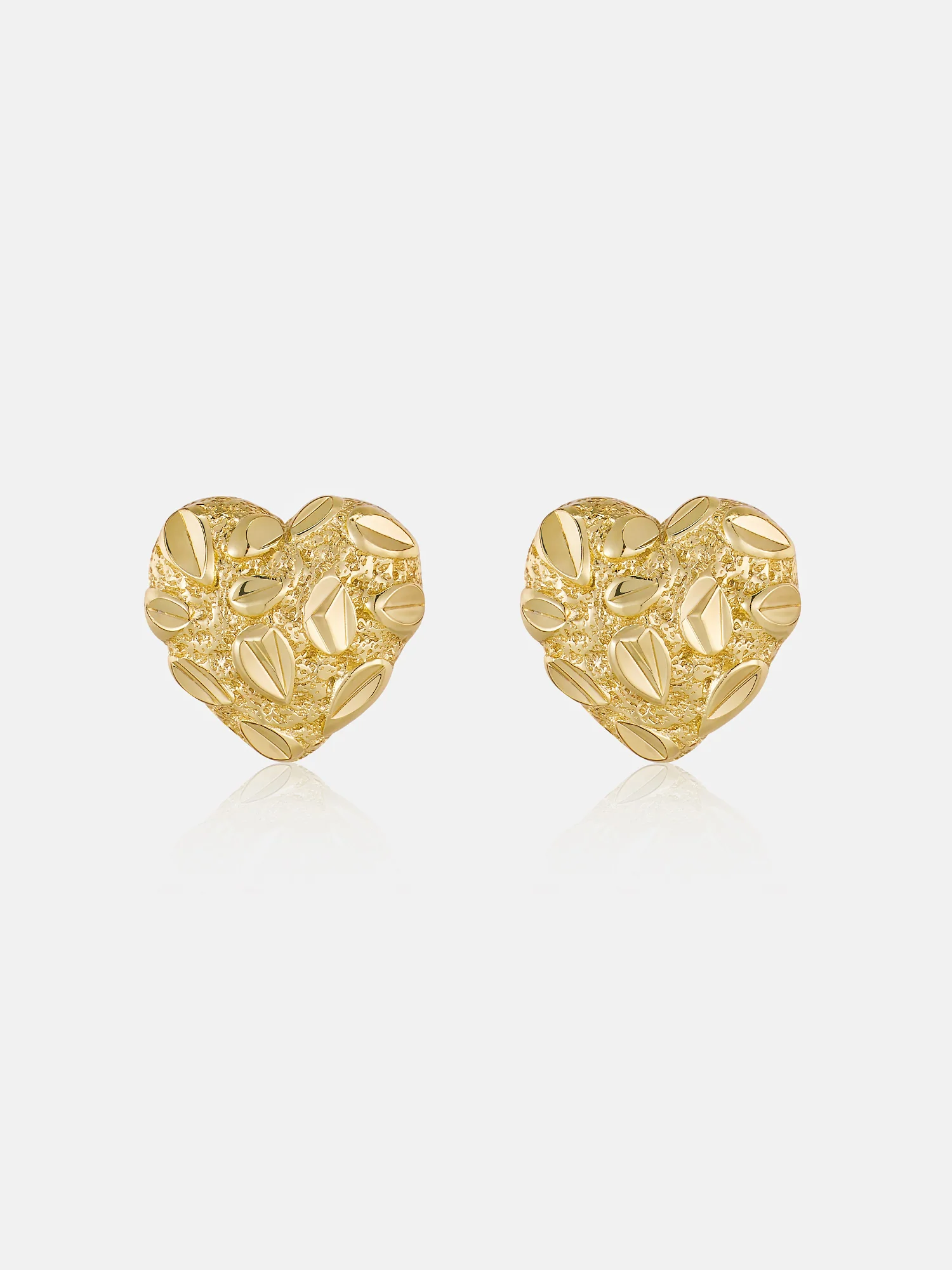 S925 Nugget Textured Heart Stud Earrings