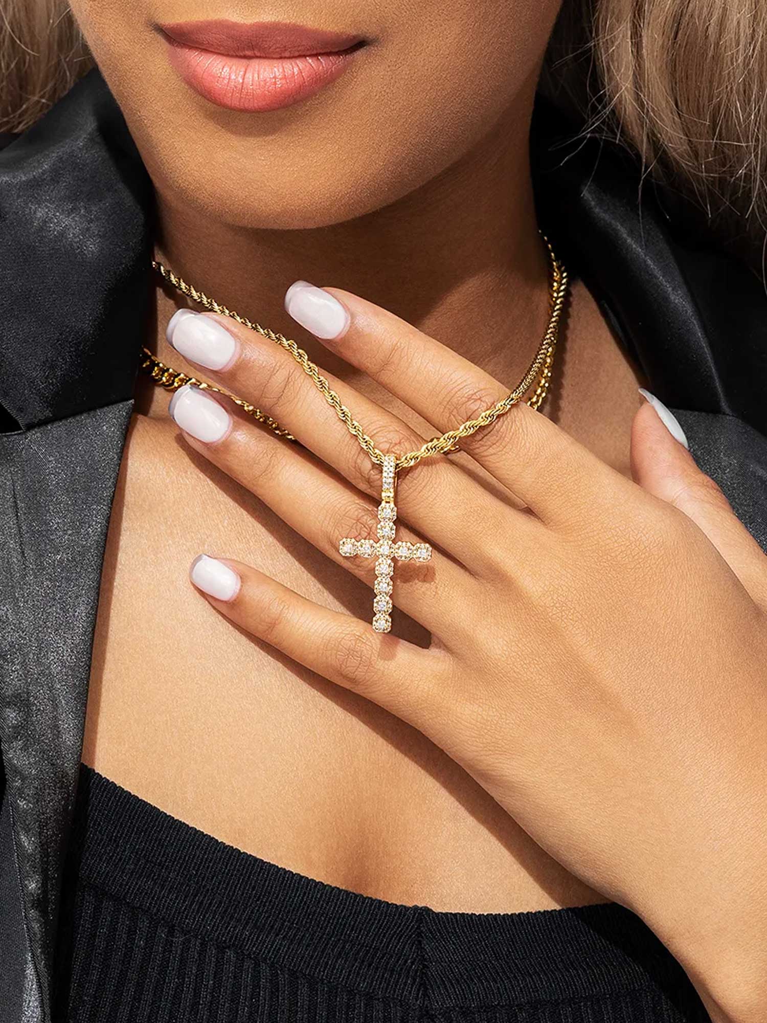 S925 Princess Cut Moissanite Cross Pendant - Image 5