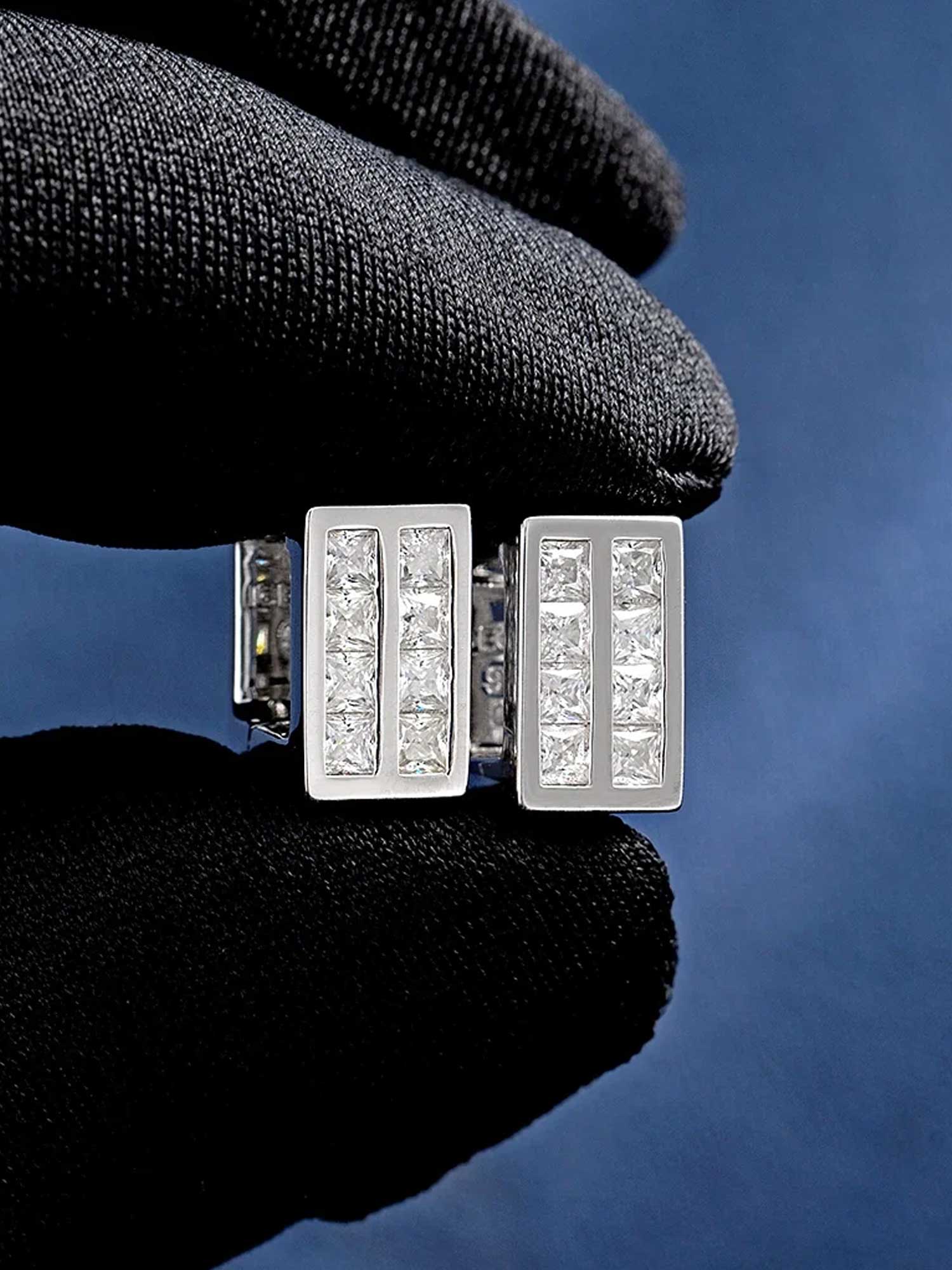 S925 Rectangular Princess Cut Earrings - Image 4