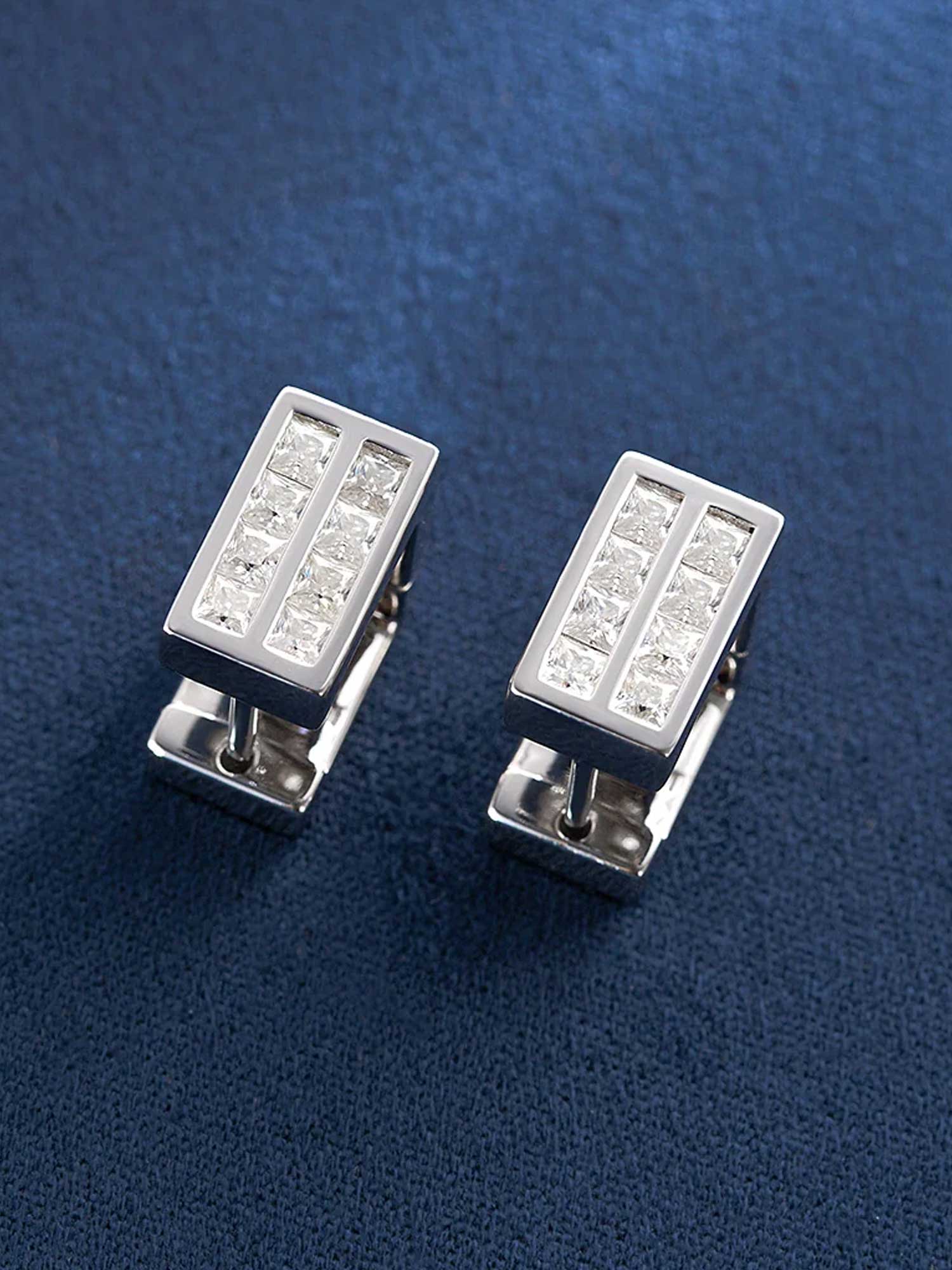 S925 Rectangular Princess Cut Earrings - Image 5