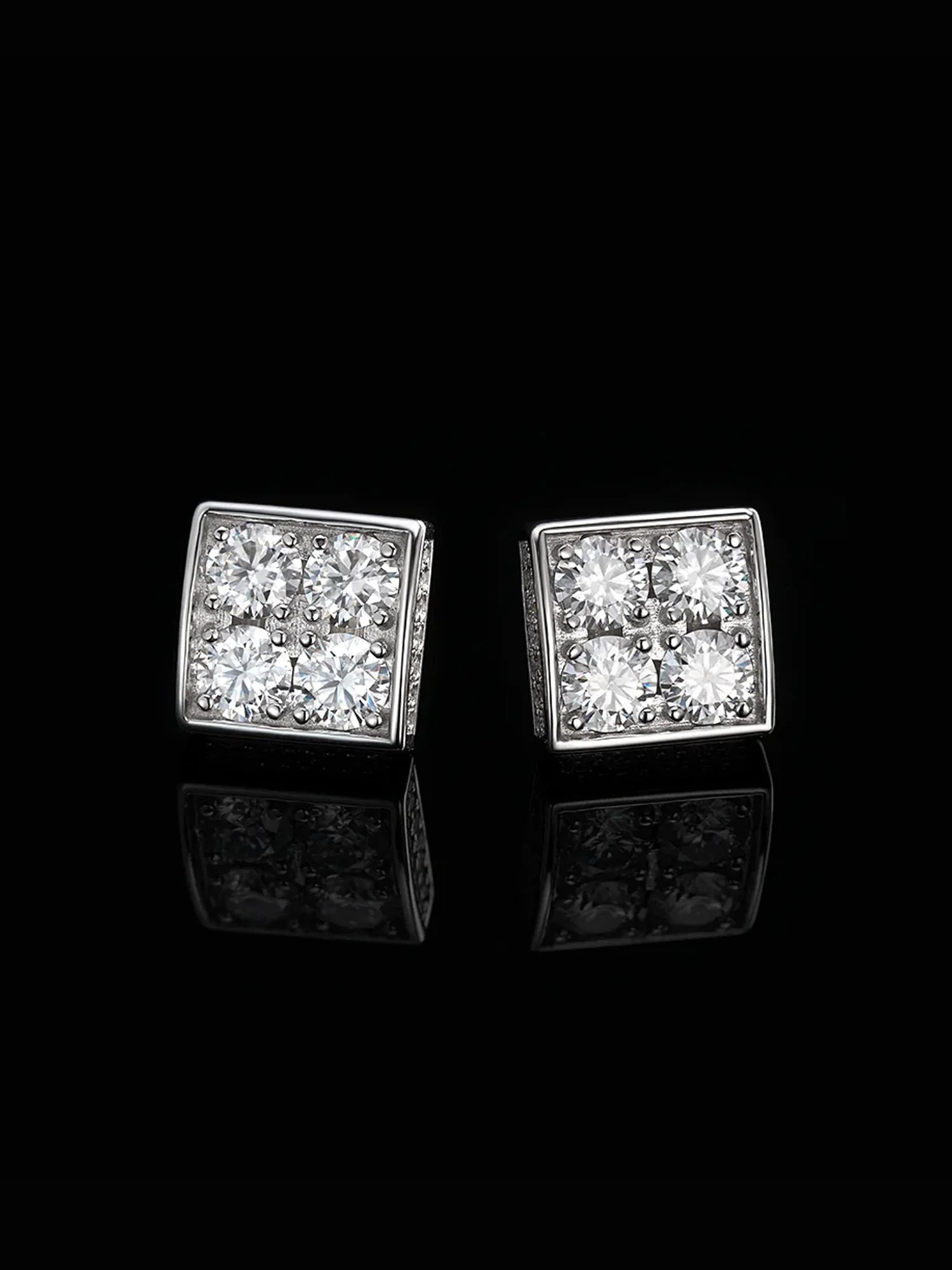 S925 Round Cut Moissanite Square Earrings - Image 2
