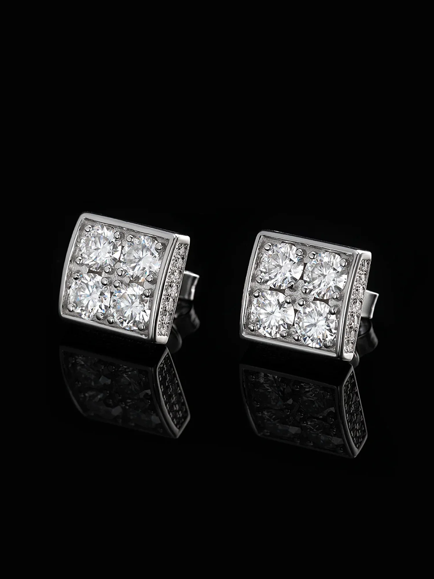 S925 Round Cut Moissanite Square Earrings - Image 3