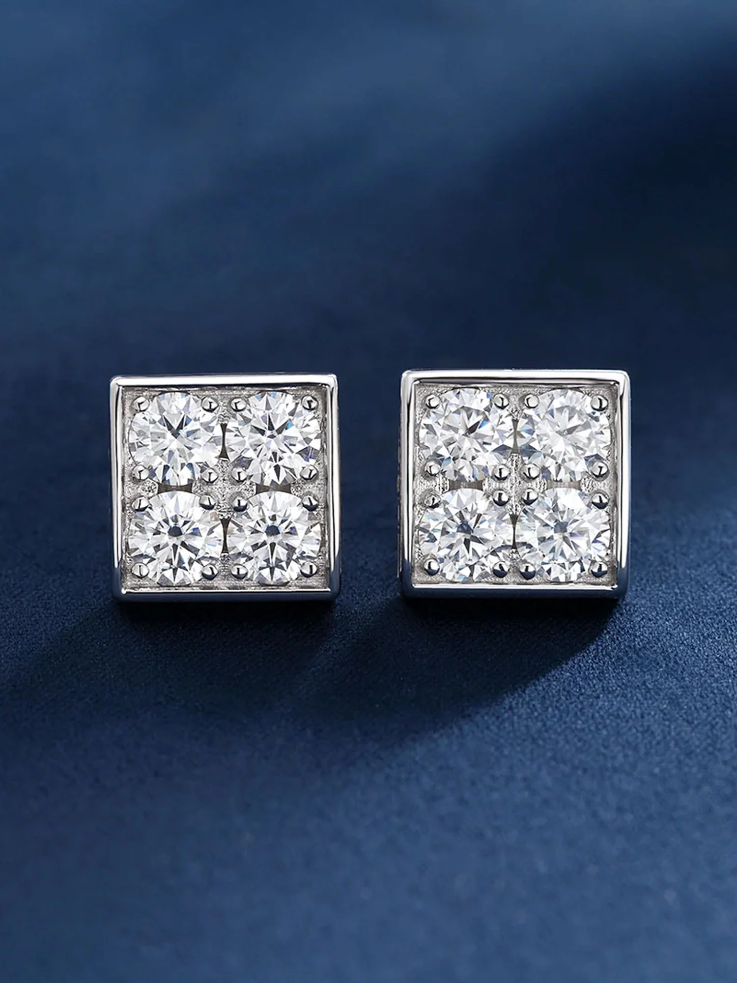 S925 Round Cut Moissanite Square Earrings - Image 4