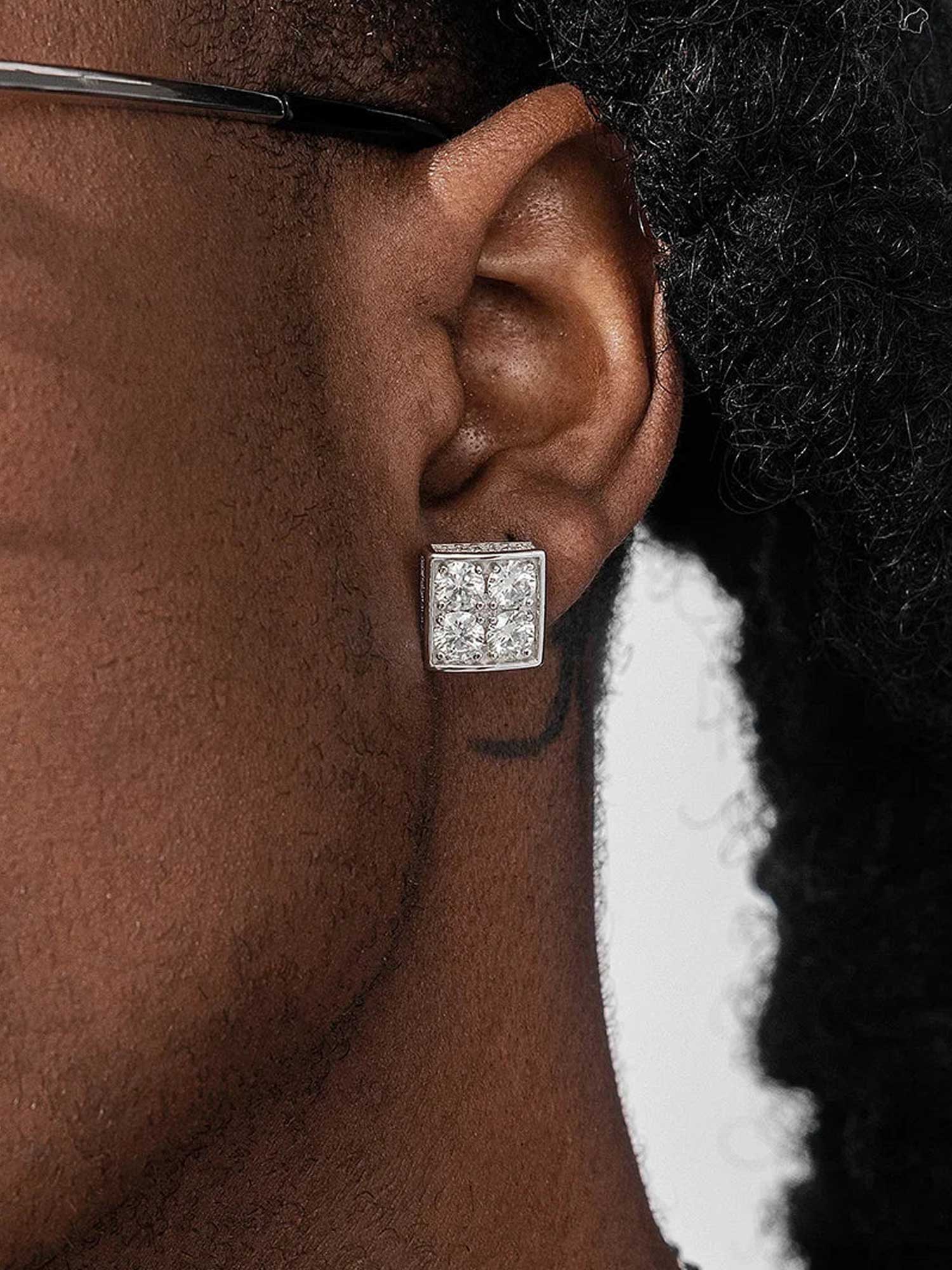 S925 Round Cut Moissanite Square Earrings - Image 7