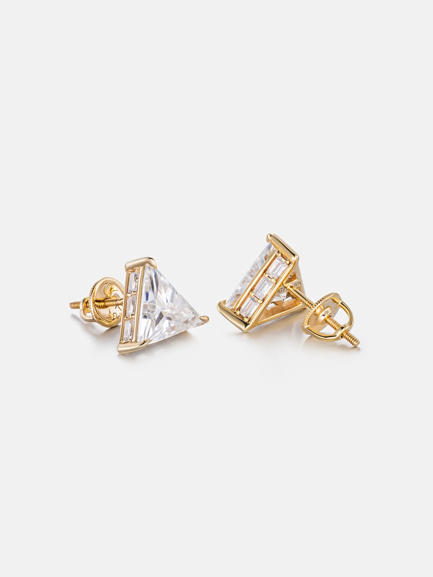 S925 Triangle & Baguette Cut Moissanite Stud Earrings - Image 2