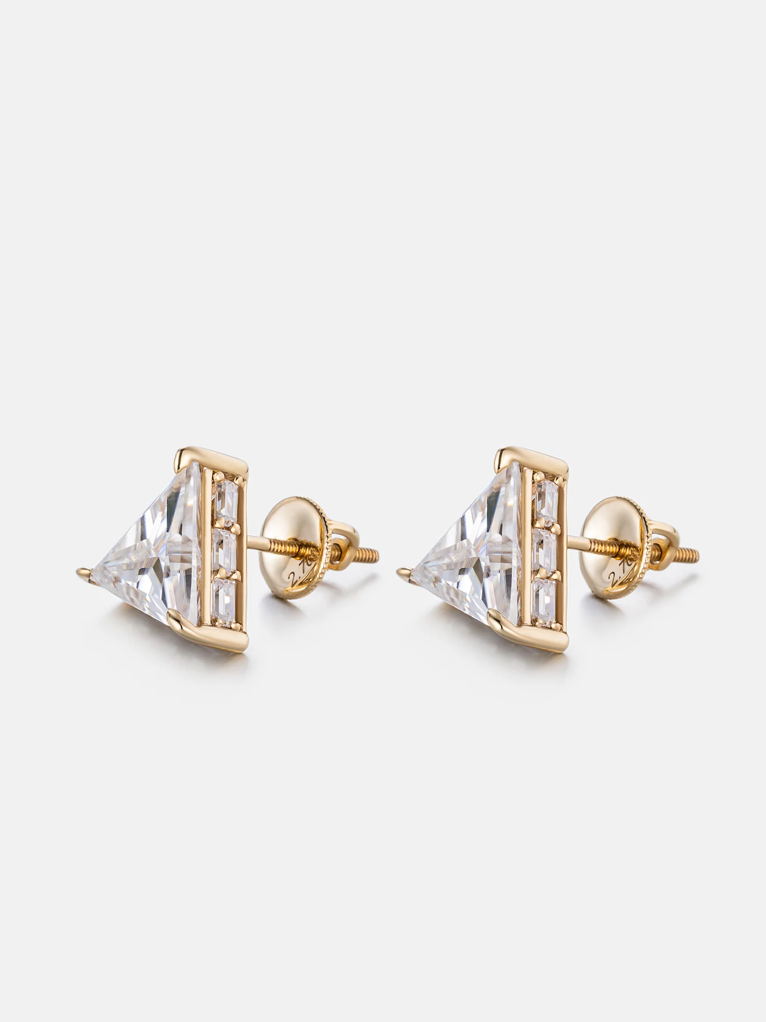 S925 Triangle & Baguette Cut Moissanite Stud Earrings - Image 3