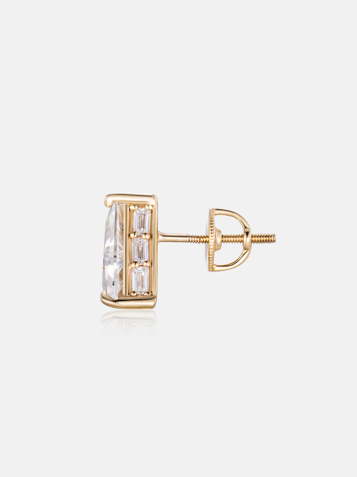 S925 Triangle & Baguette Cut Moissanite Stud Earrings - Image 4