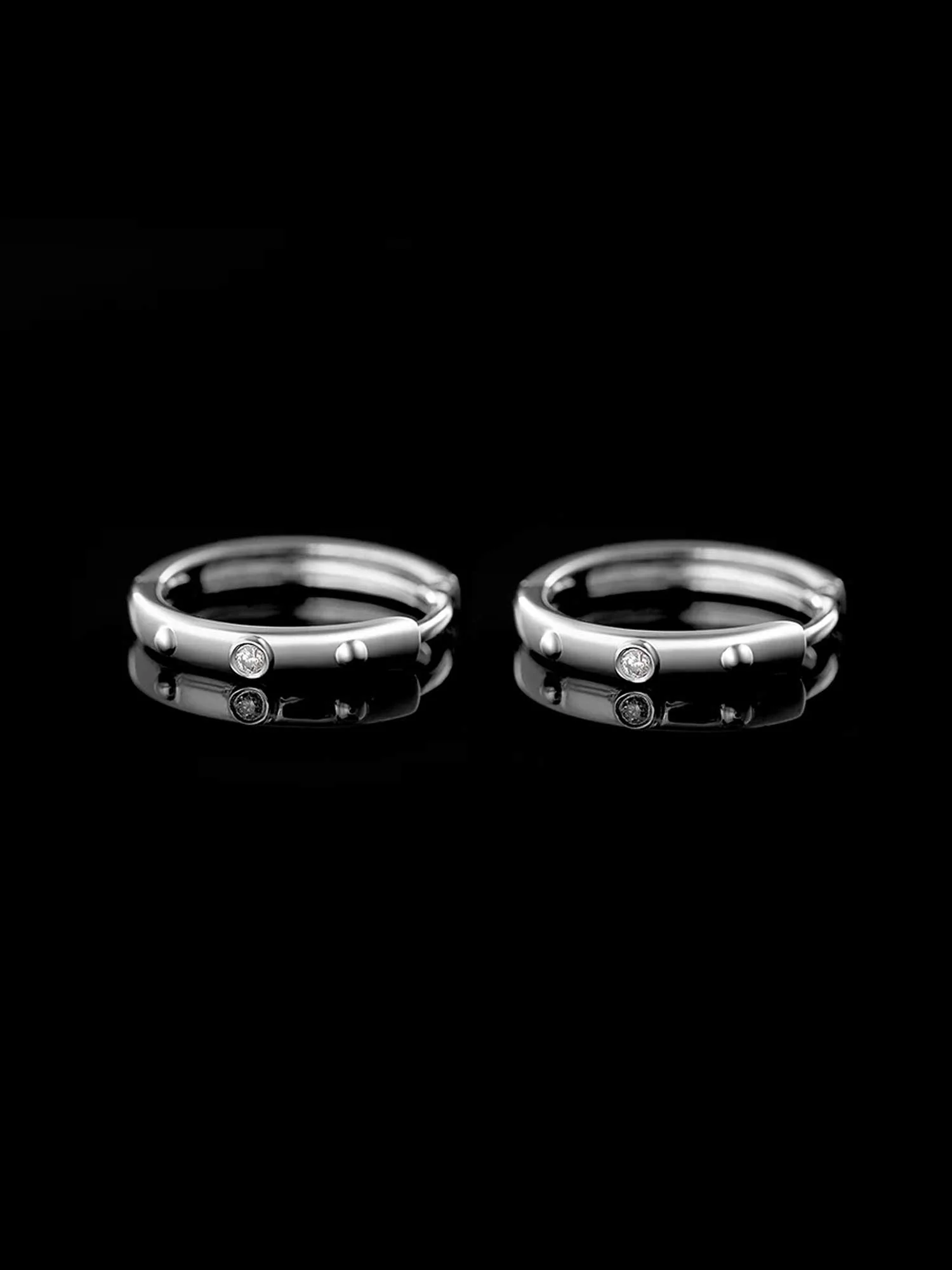 Solid Gold Accent Hoop Earrings - Image 2