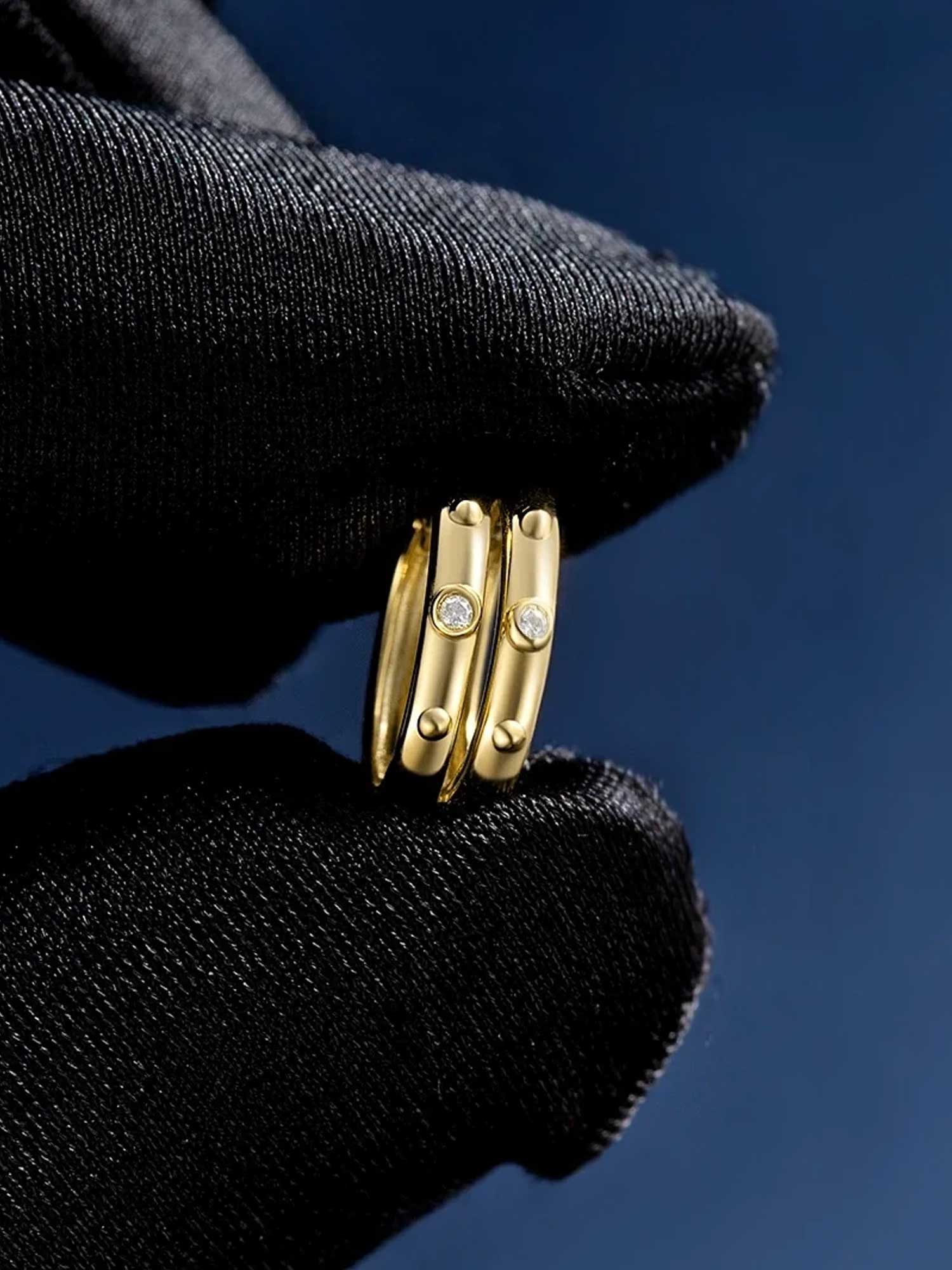 Solid Gold Accent Hoop Earrings - Image 4