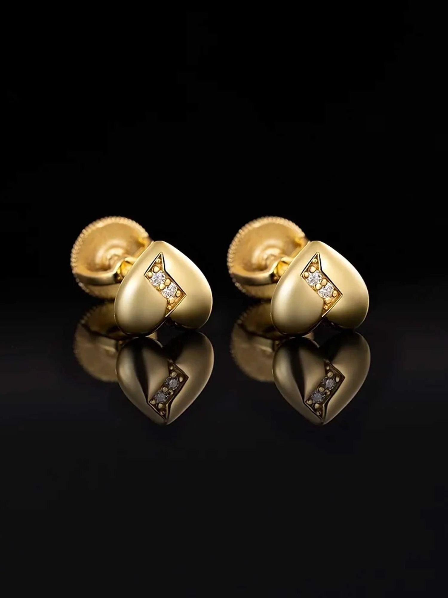 Solid Gold Broken Heart Stud Earrings - Image 4