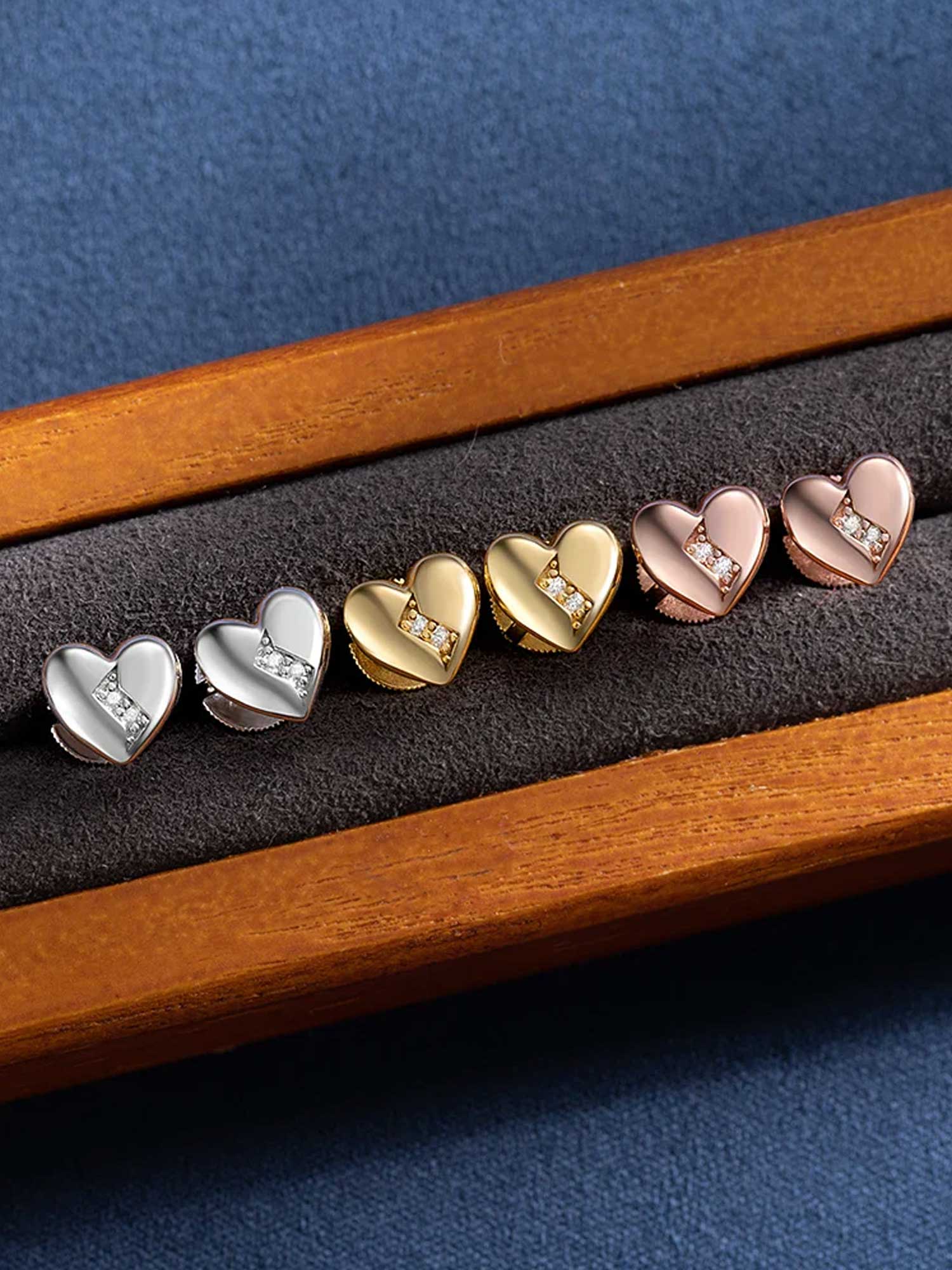 Solid Gold Broken Heart Stud Earrings - Image 5
