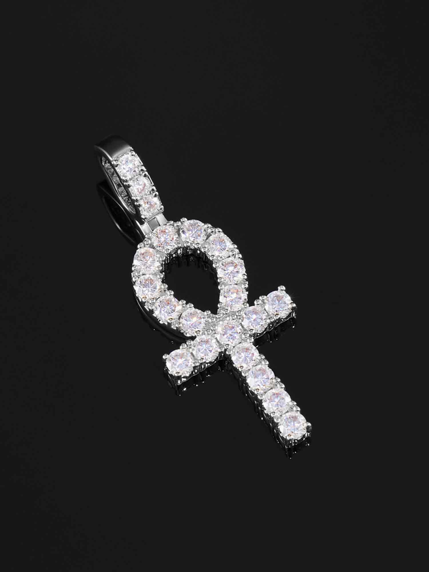 925 Sterling Silver Moissanite Ankh Pendant 2.0ct - Image 6