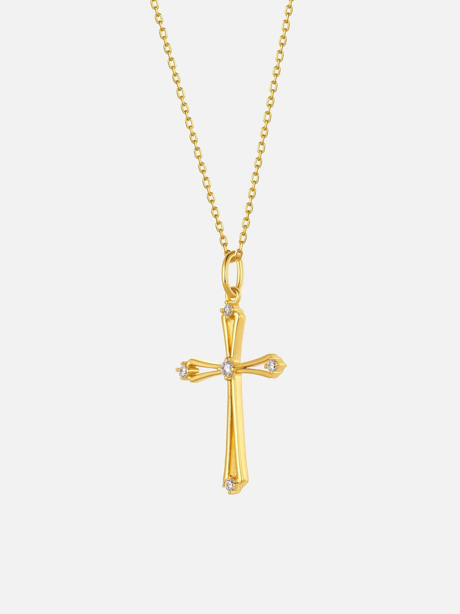 Solid Gold Diamond Open Cross Pendant - Image 2