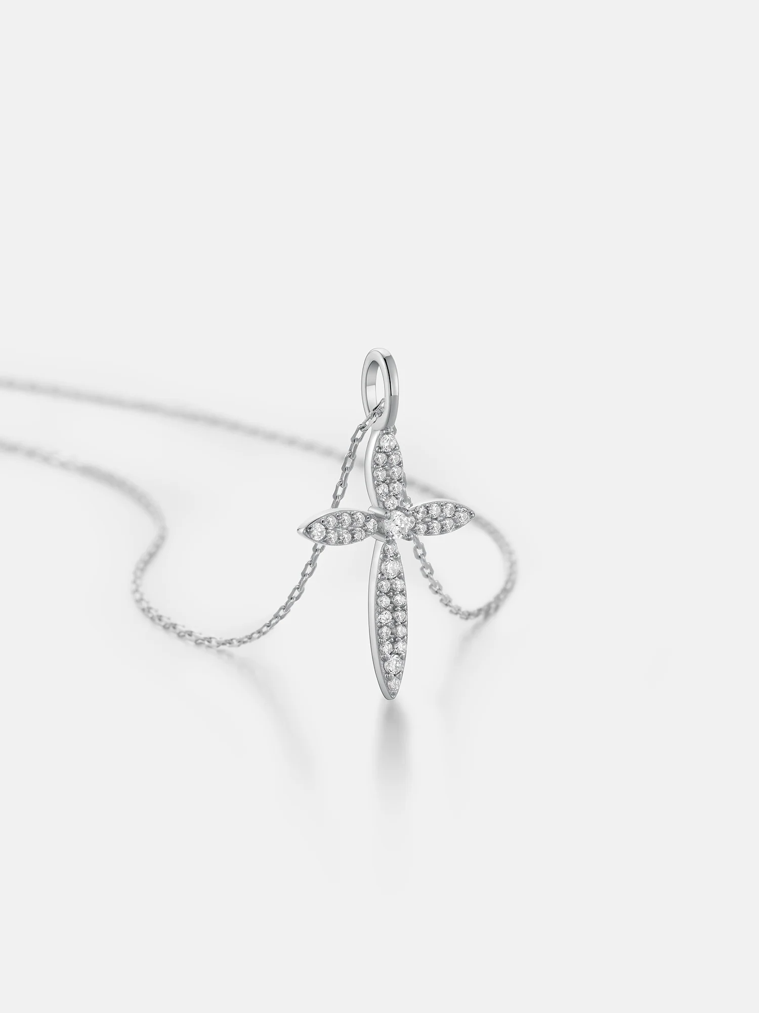 Solid Gold Four Leaf Clover Cross Pendant - Image 3