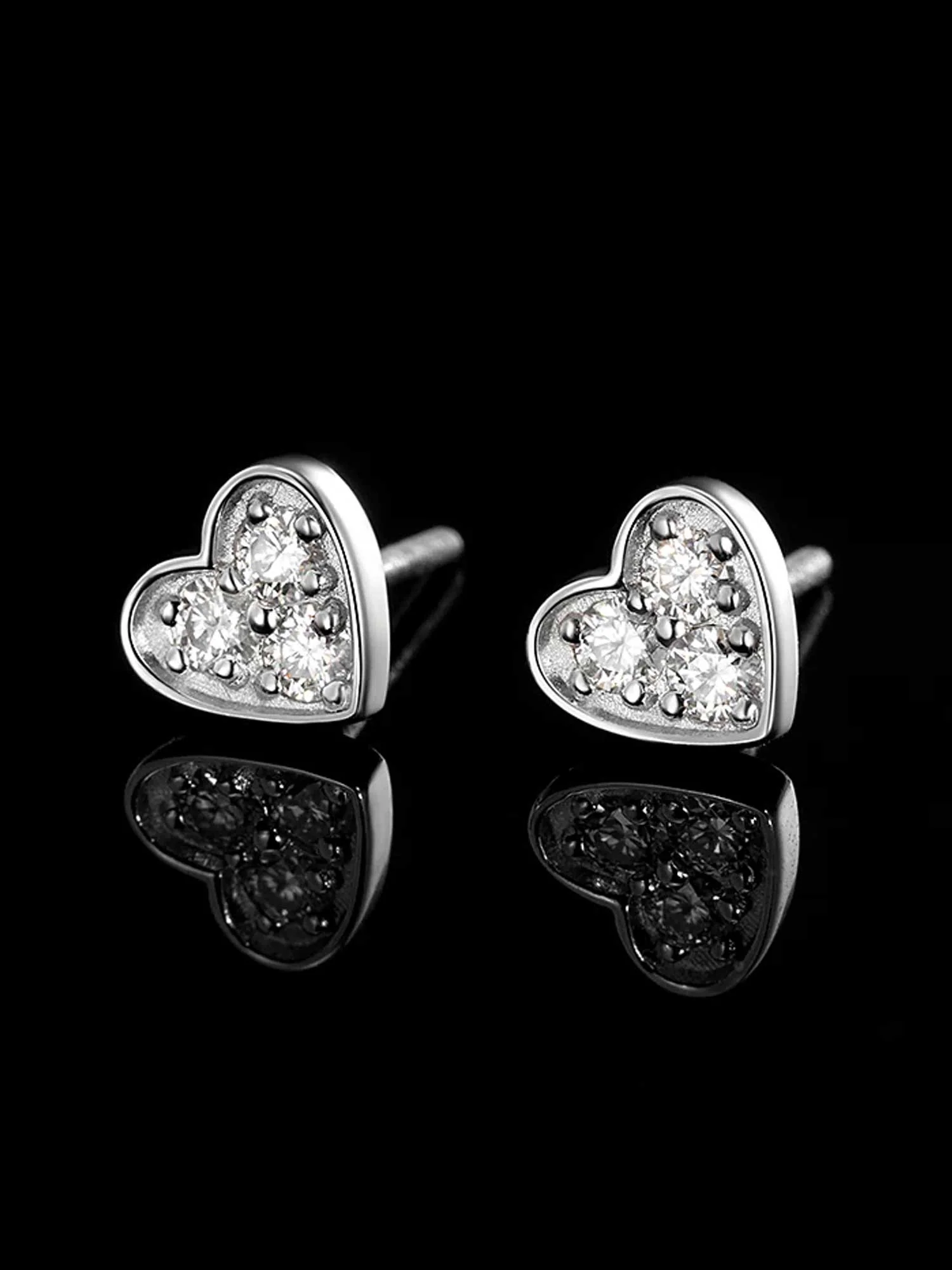 Solid Gold Heart Stud Earrings - Image 4
