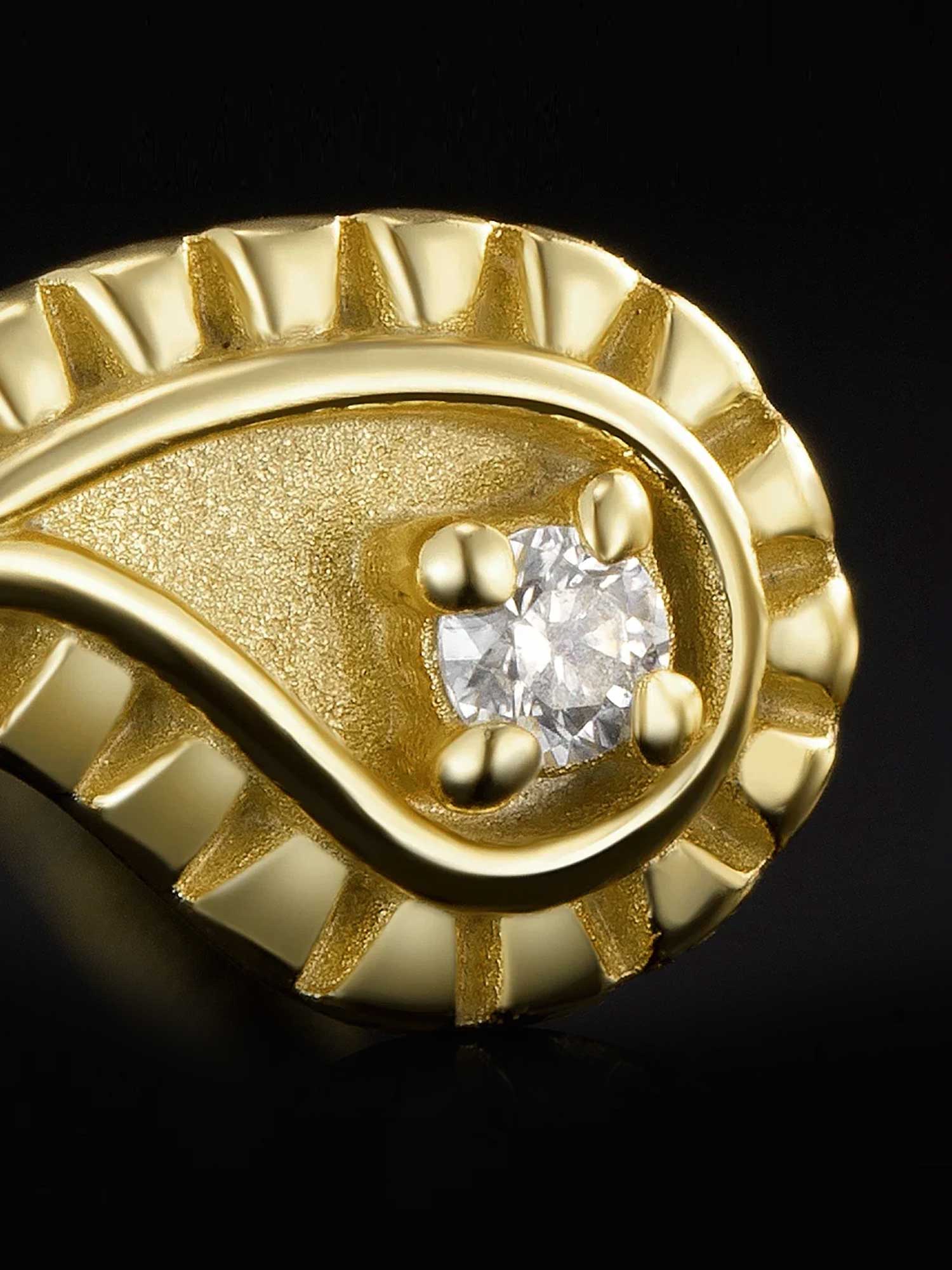 Solid Gold Paisley Stud Earrings - Image 3