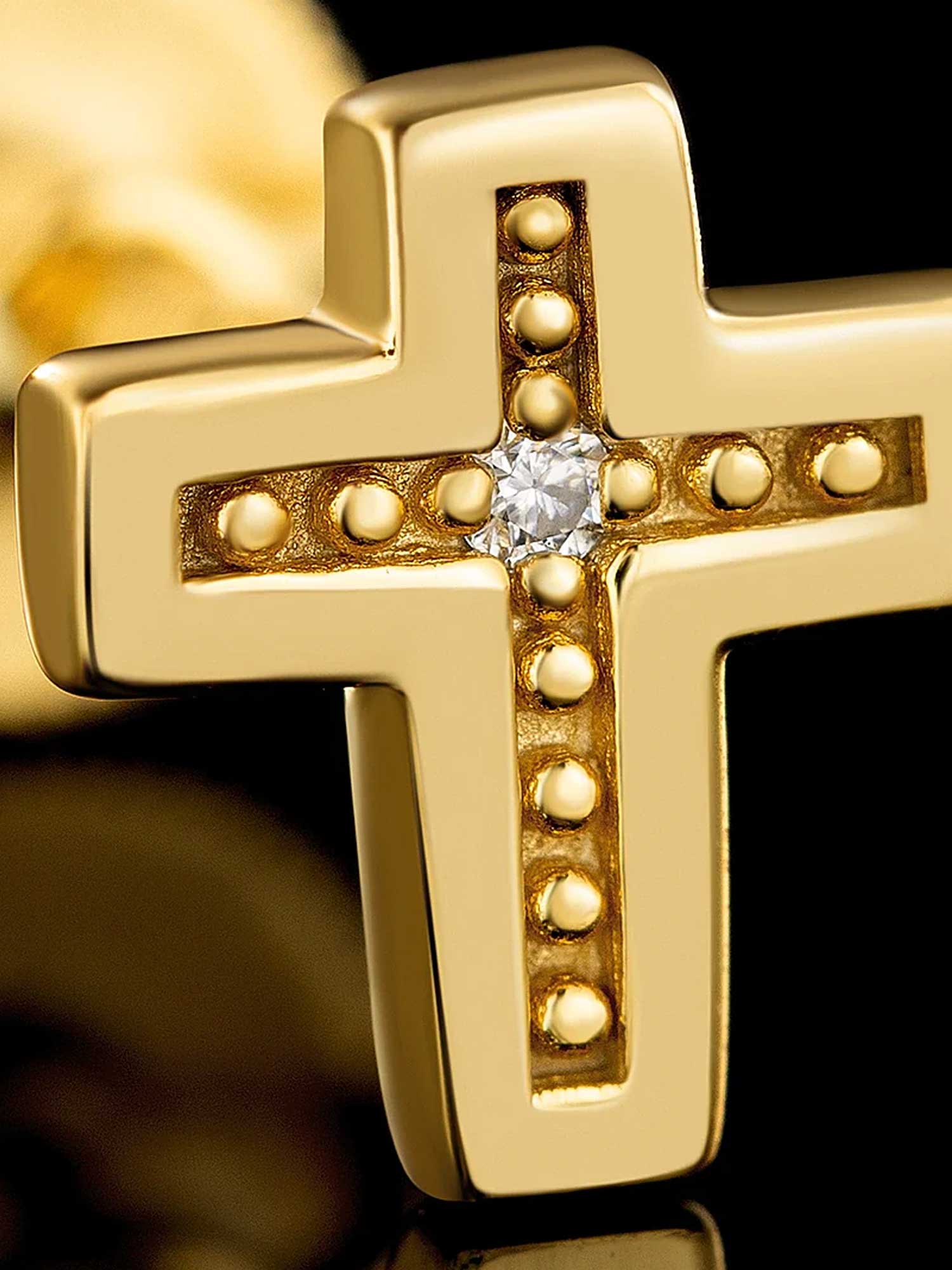 Solid Gold Tiny Cross Stud Earrings - Image 3