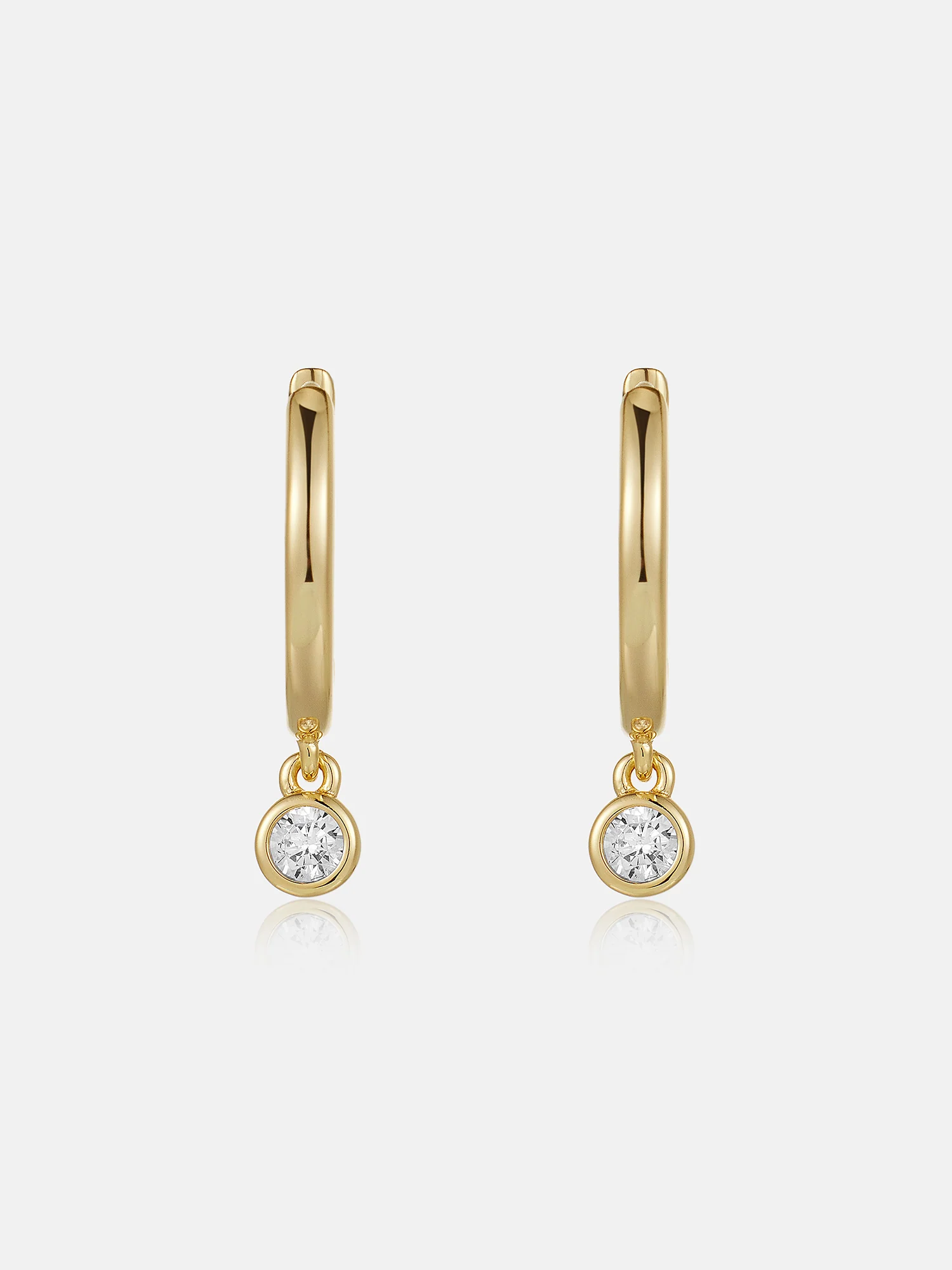 Solitaire Bezel Moissanite Dangle Earrings