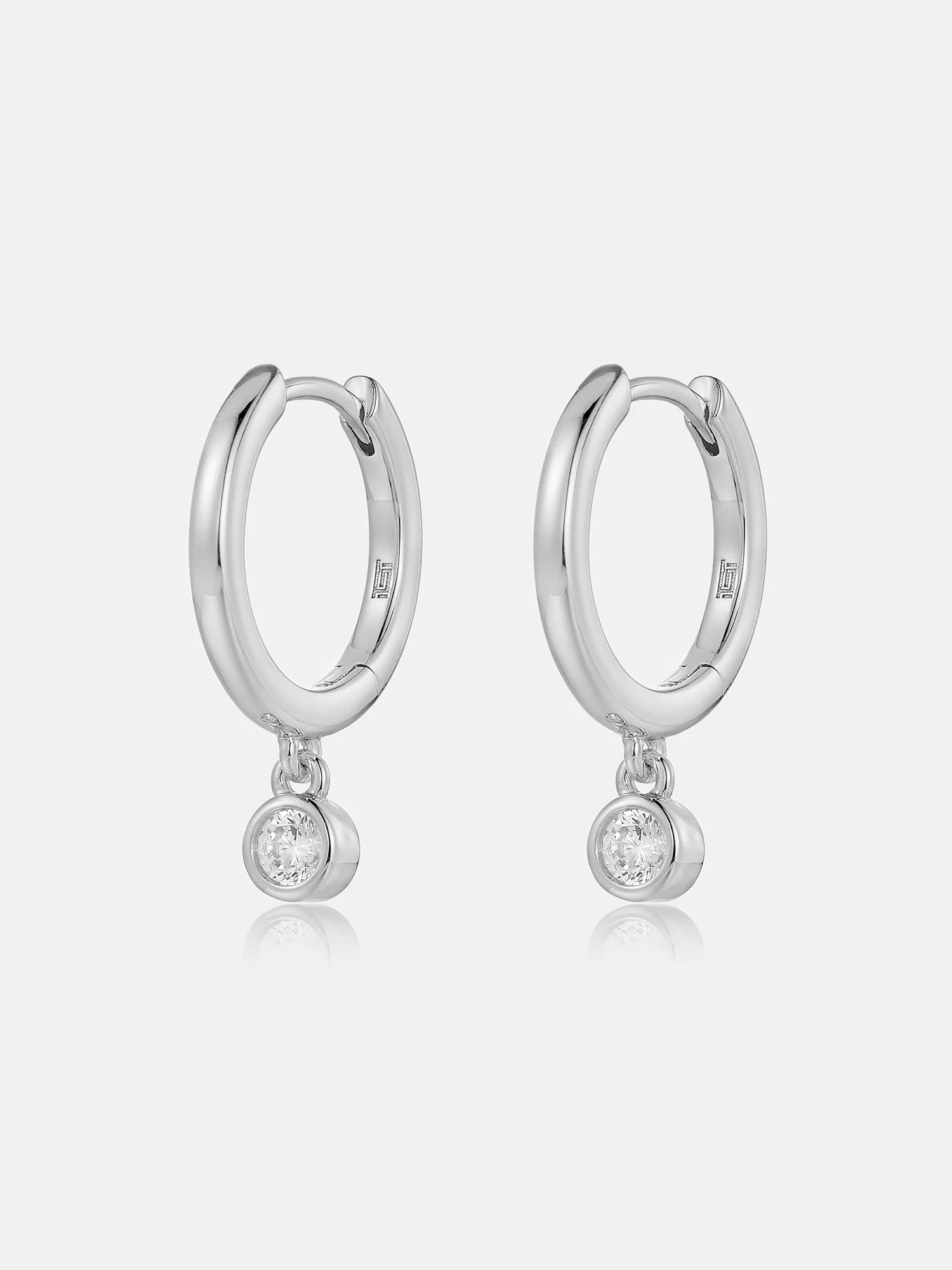 Solitaire Bezel Moissanite Dangle Earrings - Image 2