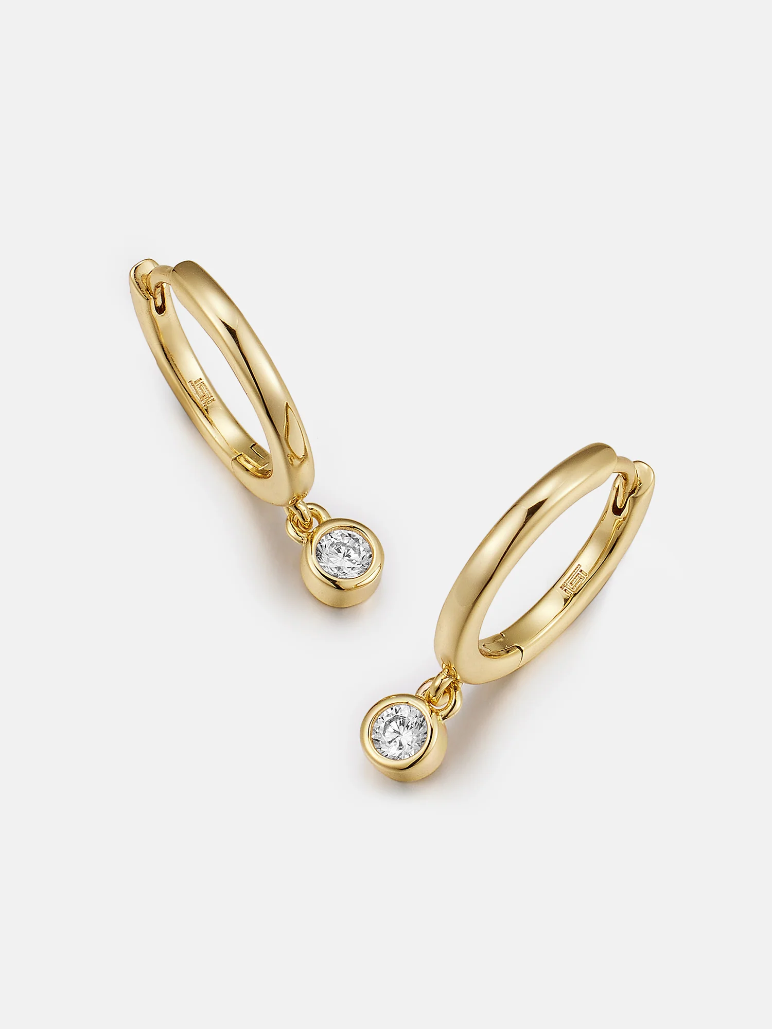 Solitaire Bezel Moissanite Dangle Earrings - Image 6