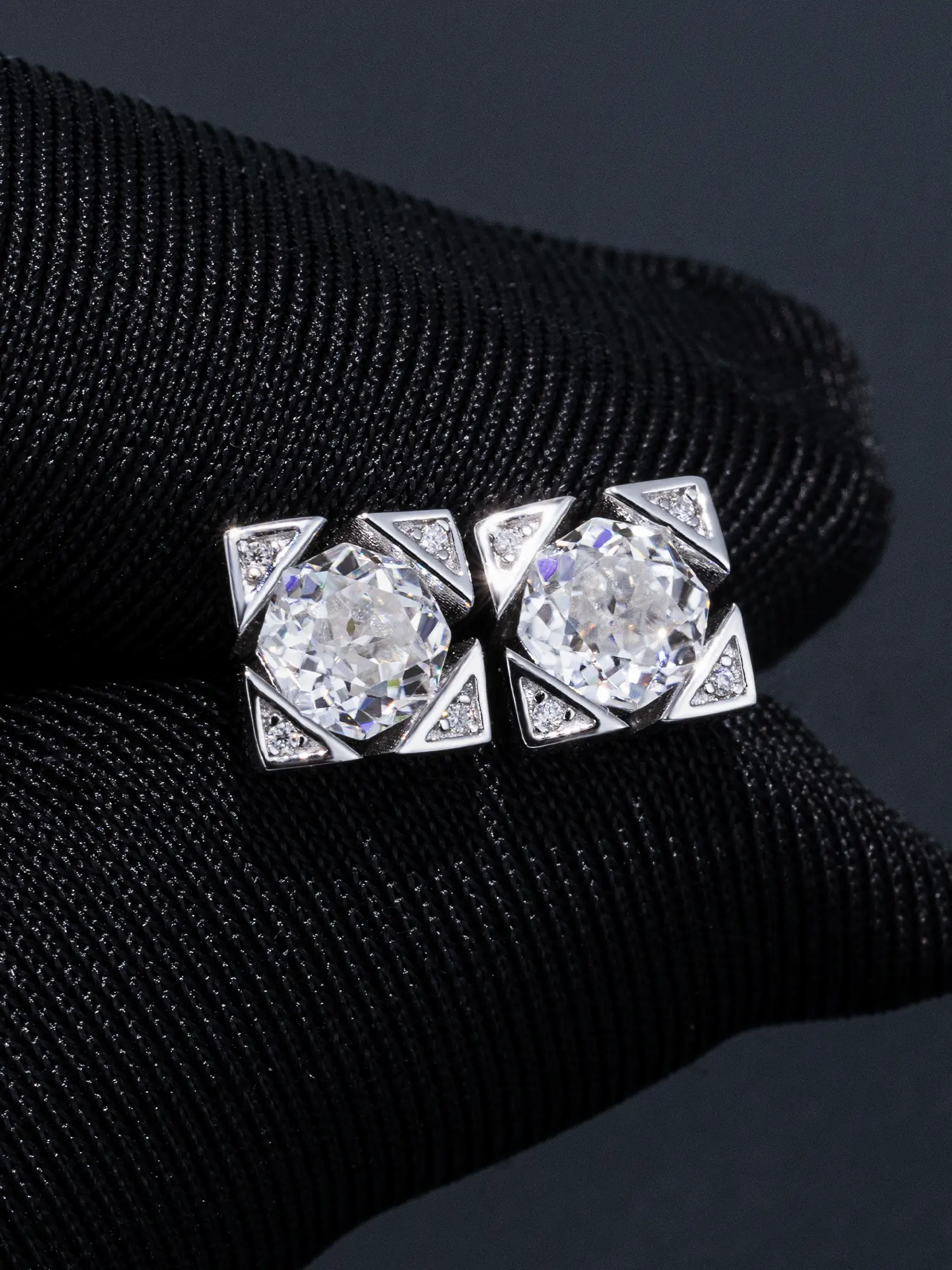 Solitaire Octagon Moissanite Square Cluster Stud Earrings - Image 5