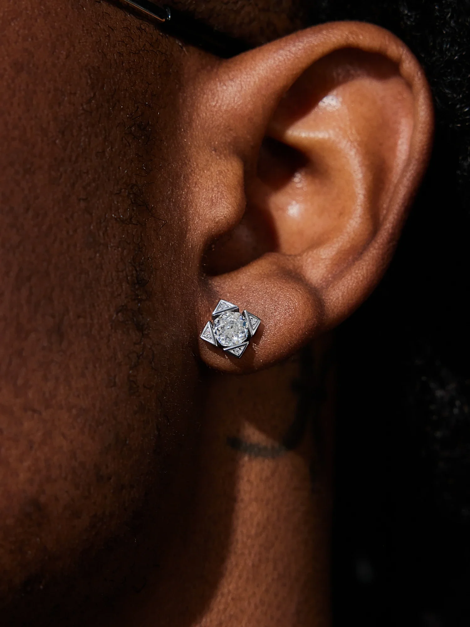 Solitaire Octagon Moissanite Square Cluster Stud Earrings - Image 7
