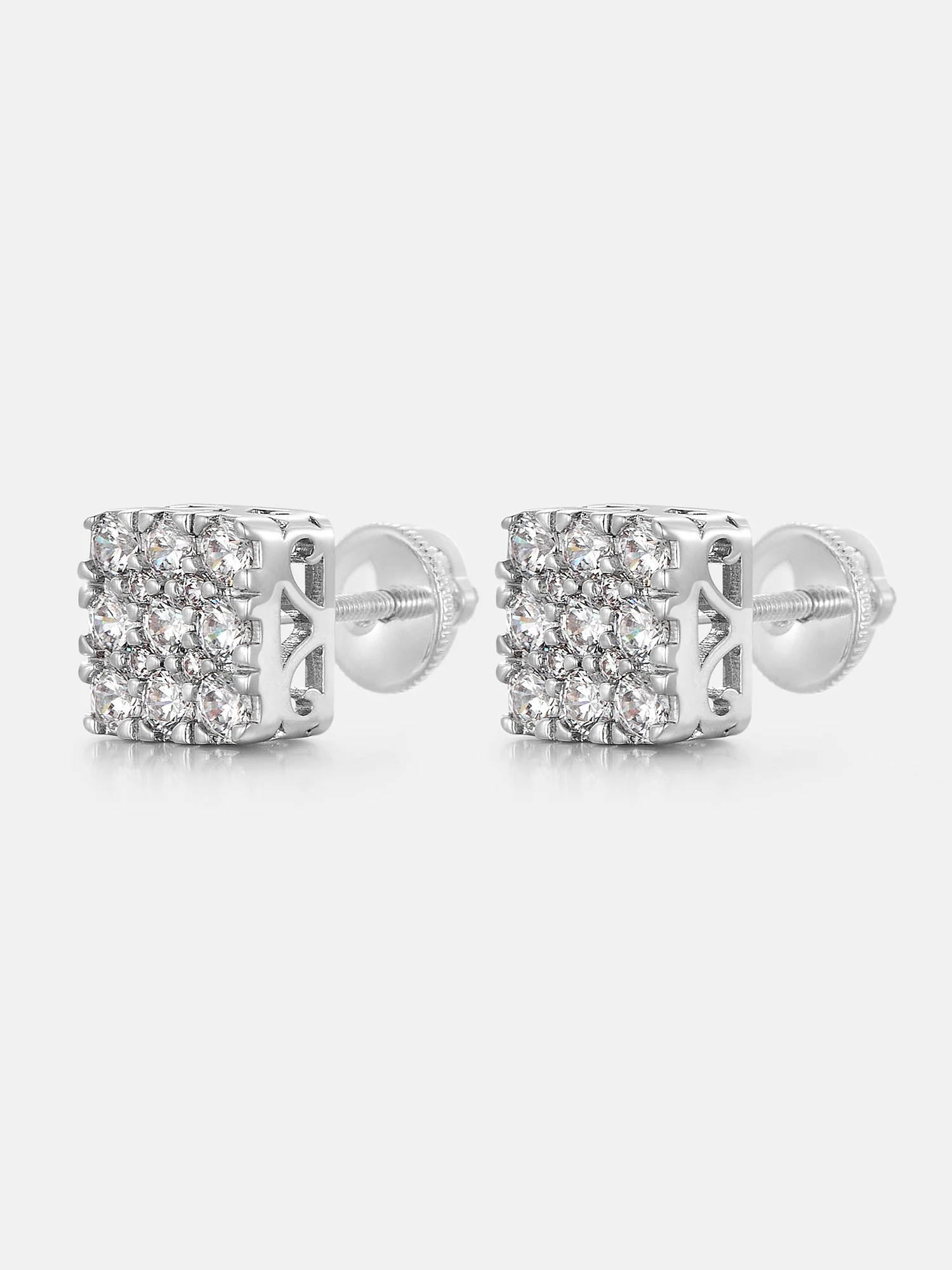 Square Mosaic Set Moissanite Earrings - Image 2