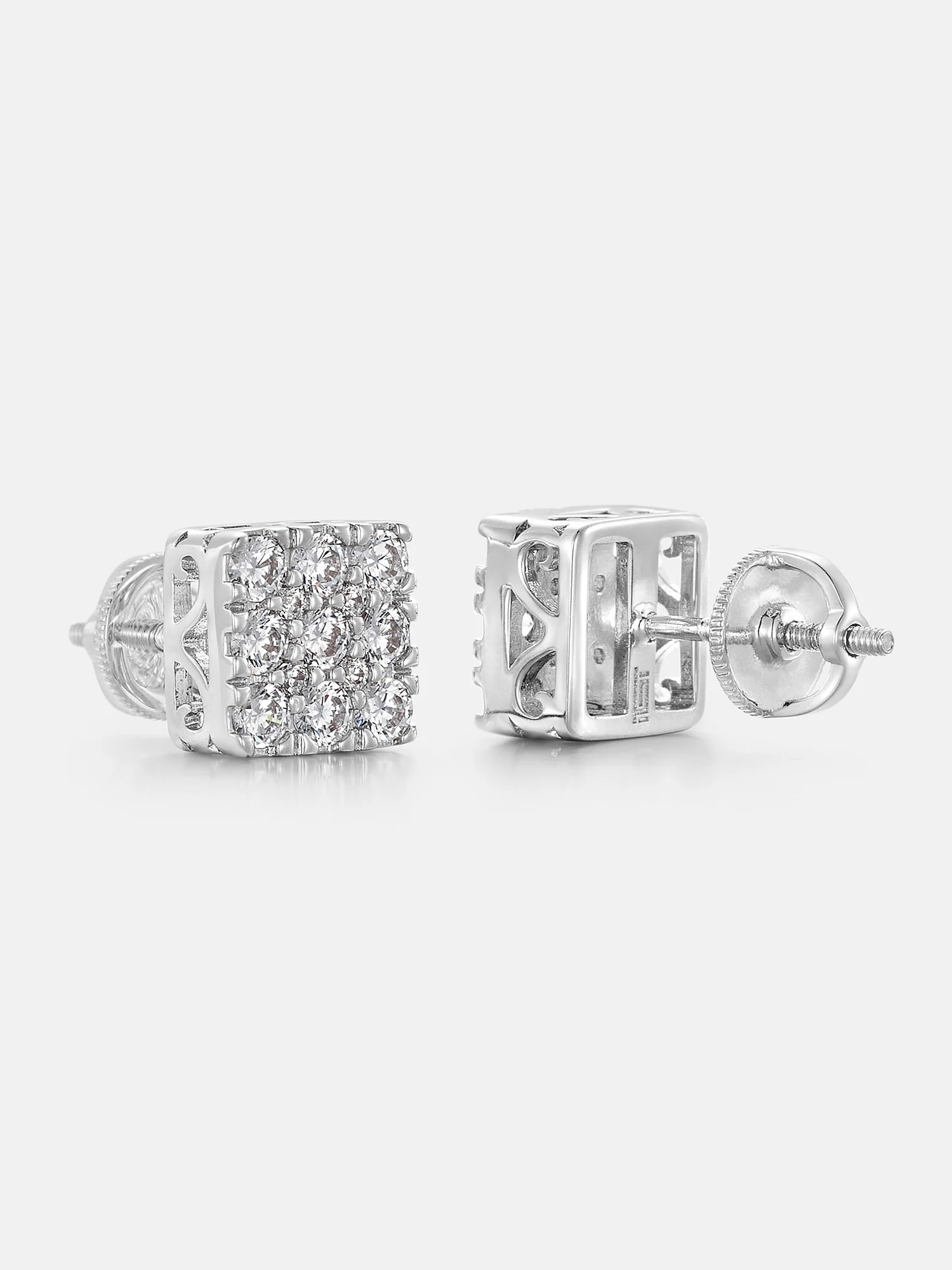 Square Mosaic Set Moissanite Earrings - Image 3