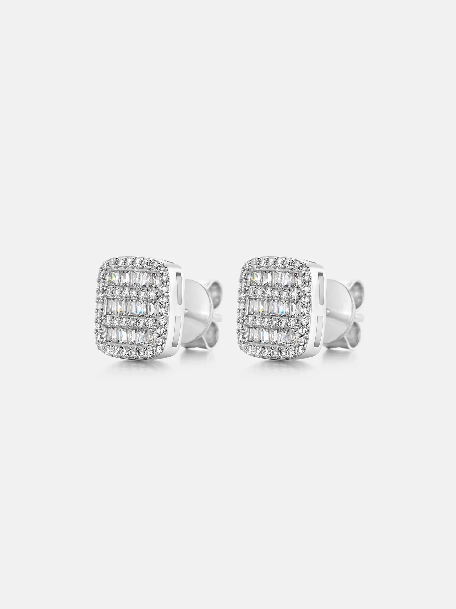 Square Pave Moissanite Stud Earrings - Image 2