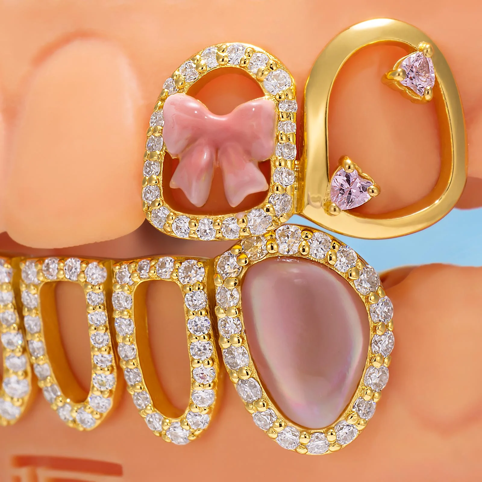 "Sweet Libra" Pink Ribbon Grillz - Image 3