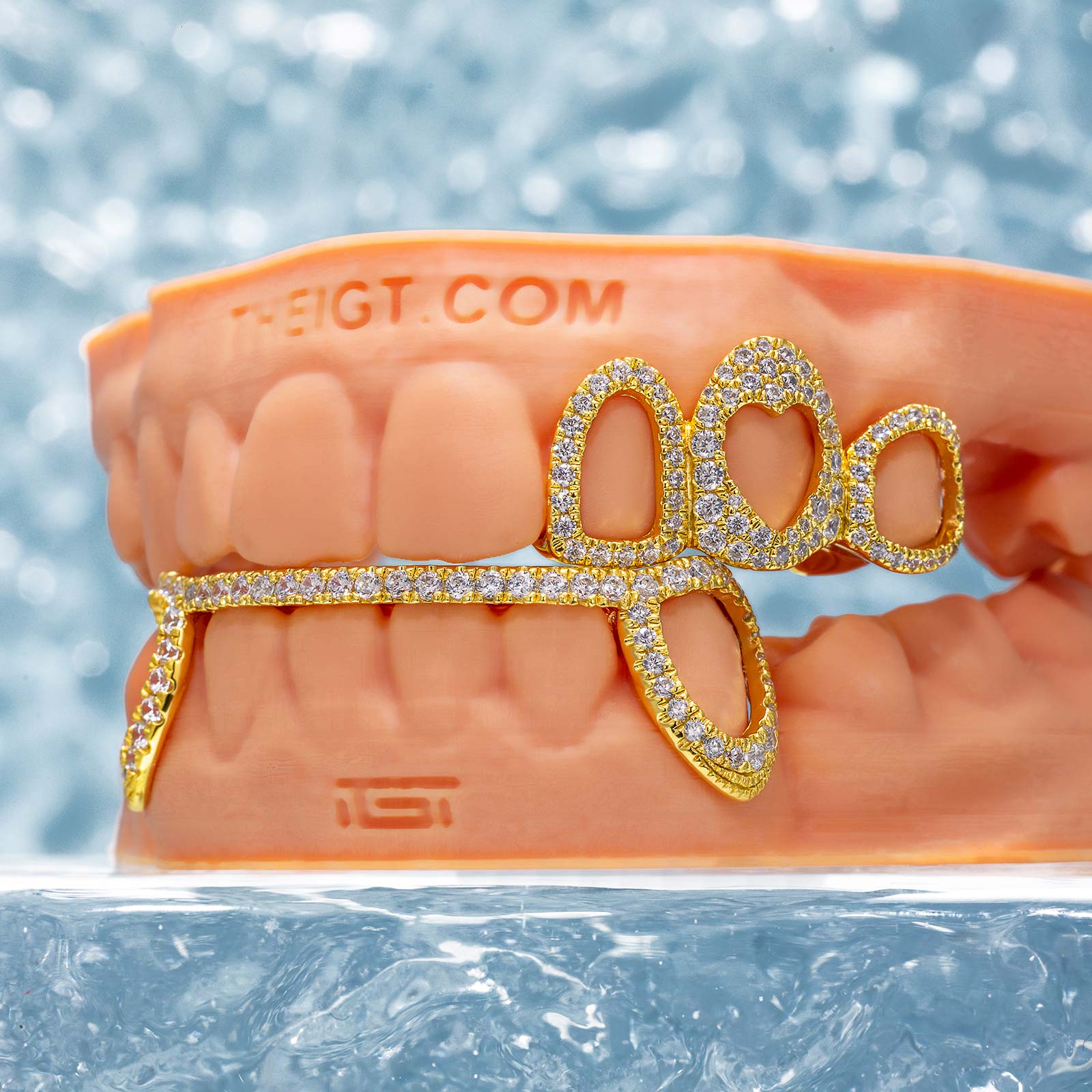 Top 3 Open Face With Bottom Fang Diamond Grillz - Image 2