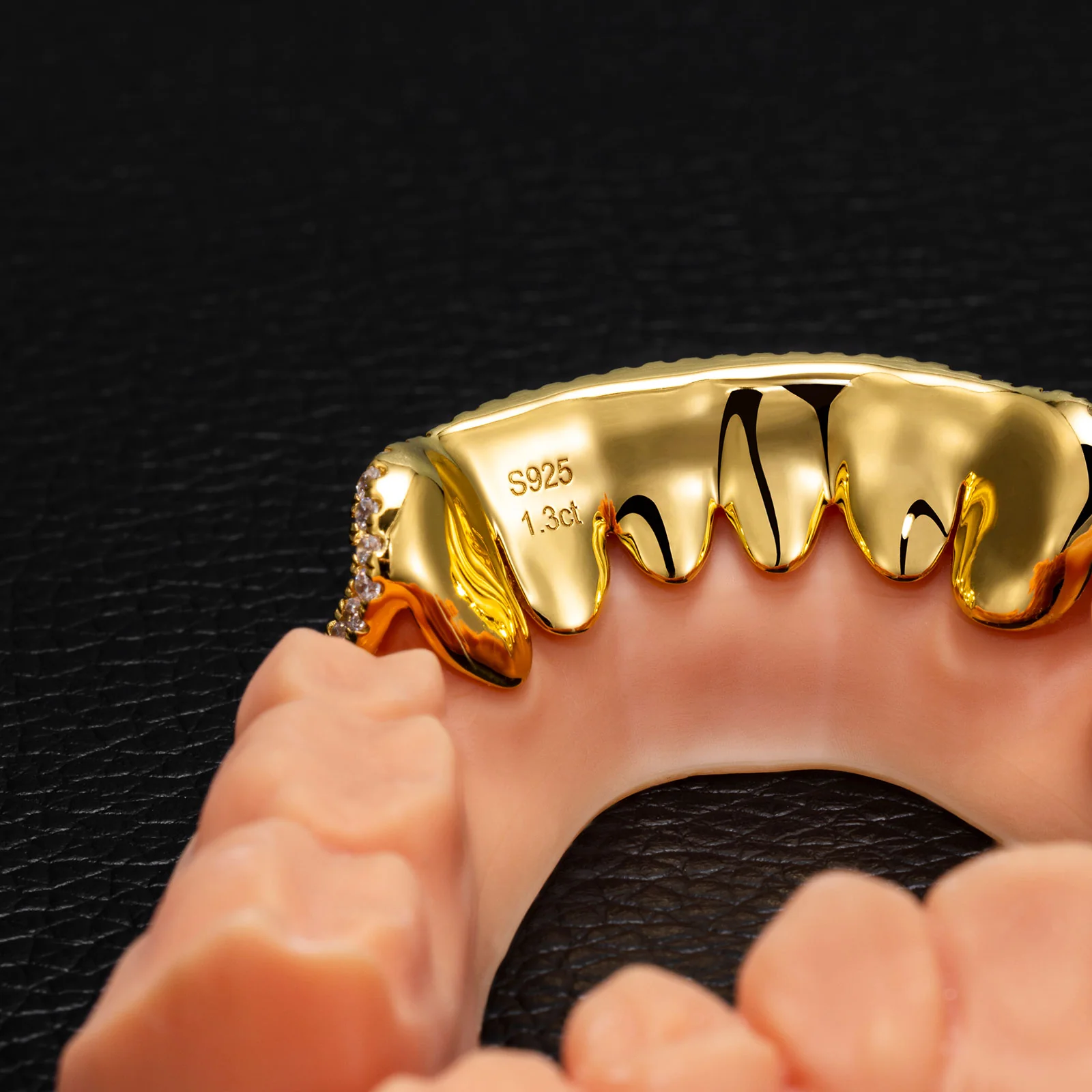 Top 3 Open Face With Bottom Fang Diamond Grillz - Image 3