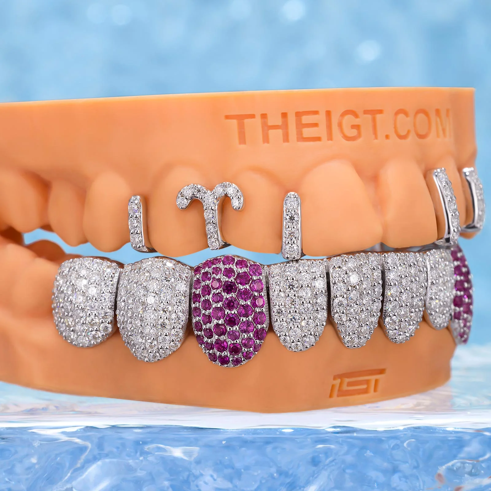 Top Iced Gap Bar & Bottom Pink Fang Grillz - Image 5
