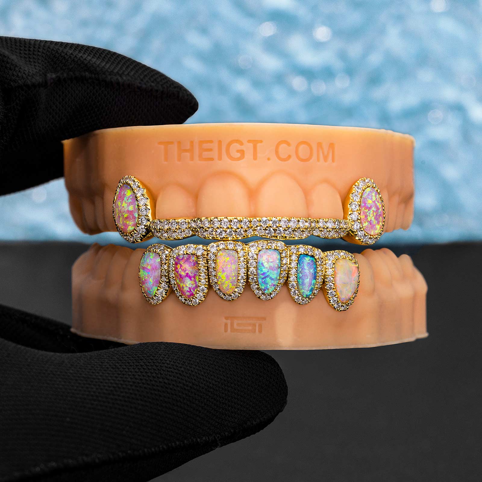 Top Opal Bar W Bottom Diamond Opal Grillz - Image 4