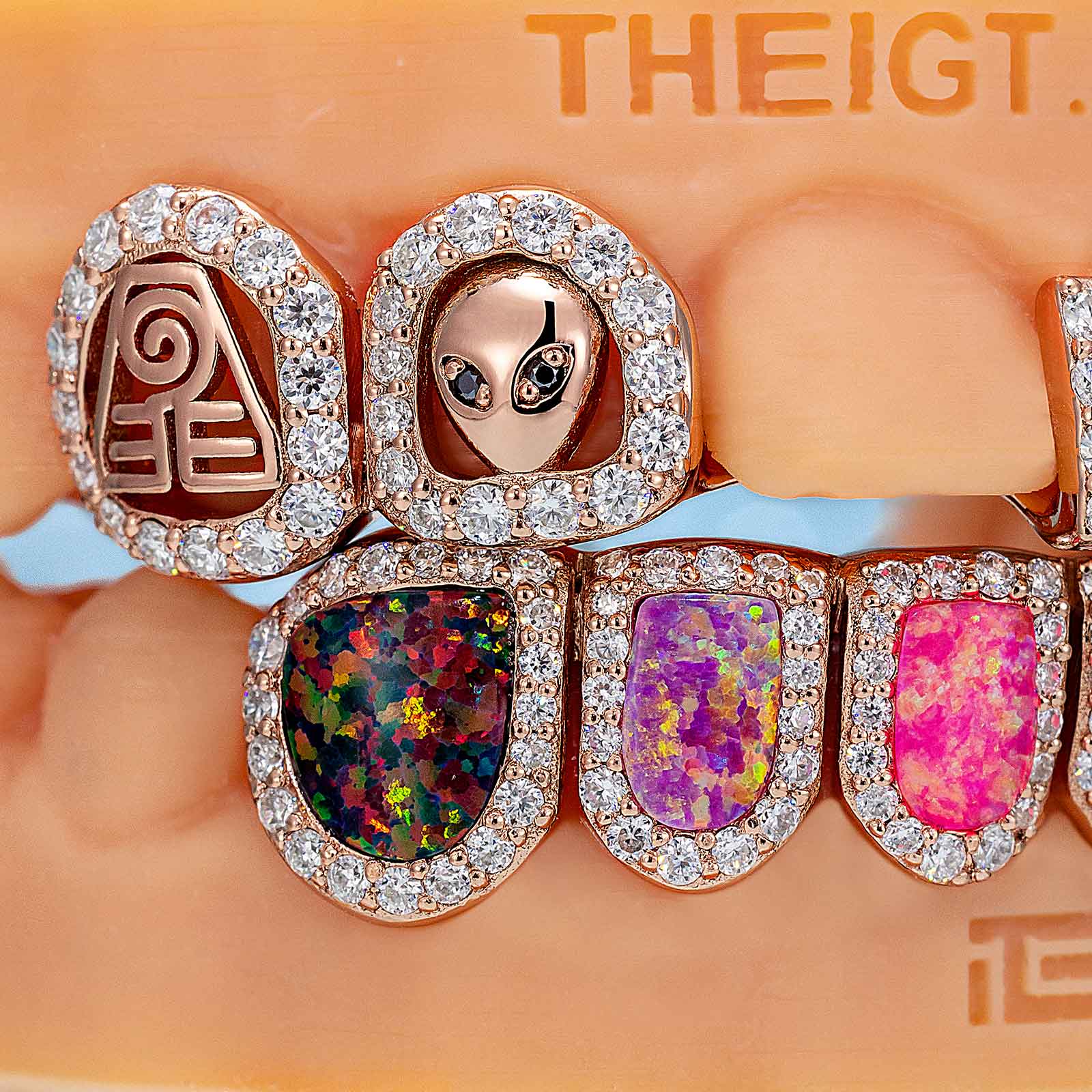 Top Open Face W Bottom Opal Grillz - Image 2