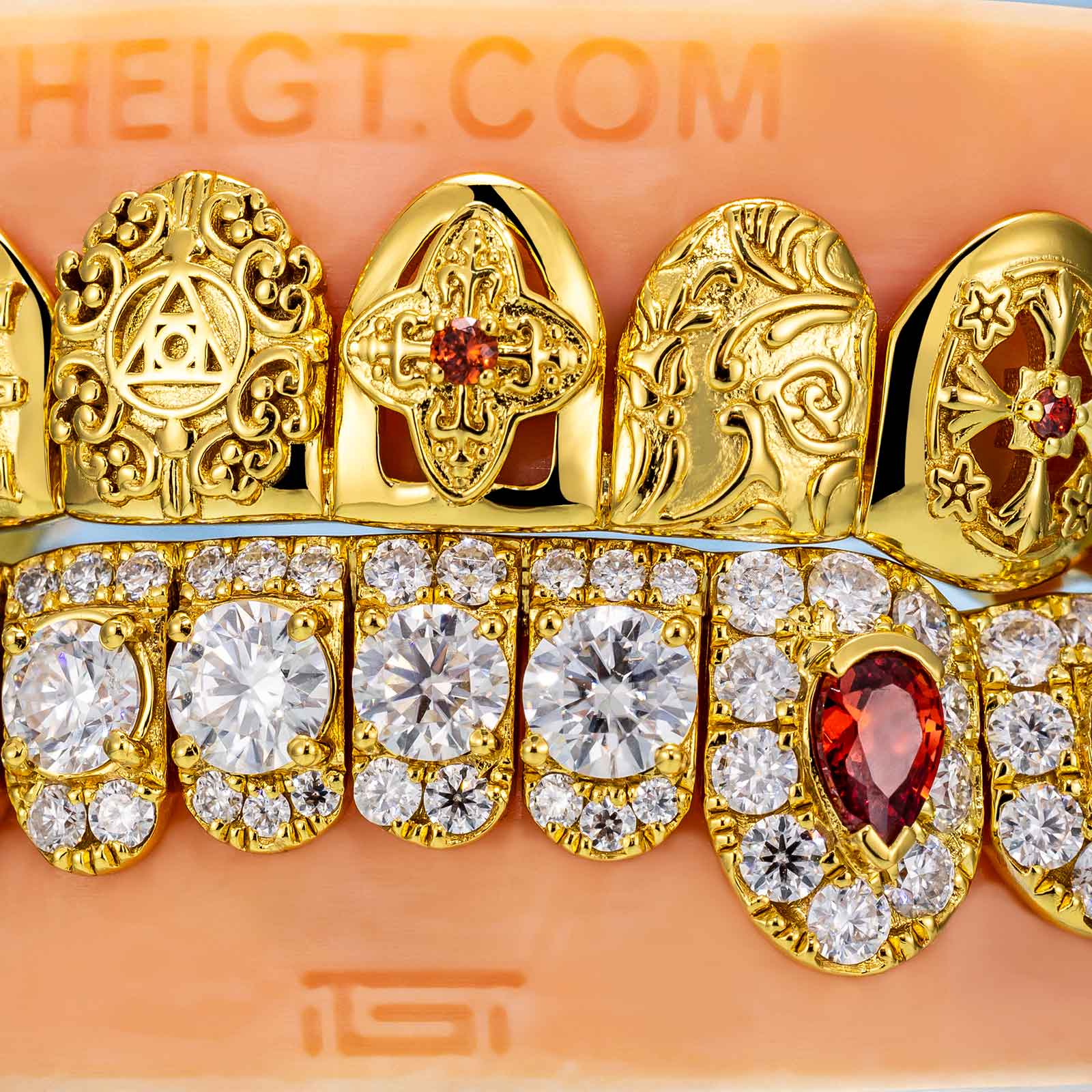Top Stained Glass Style & Bottom Diamond Grillz - Image 3