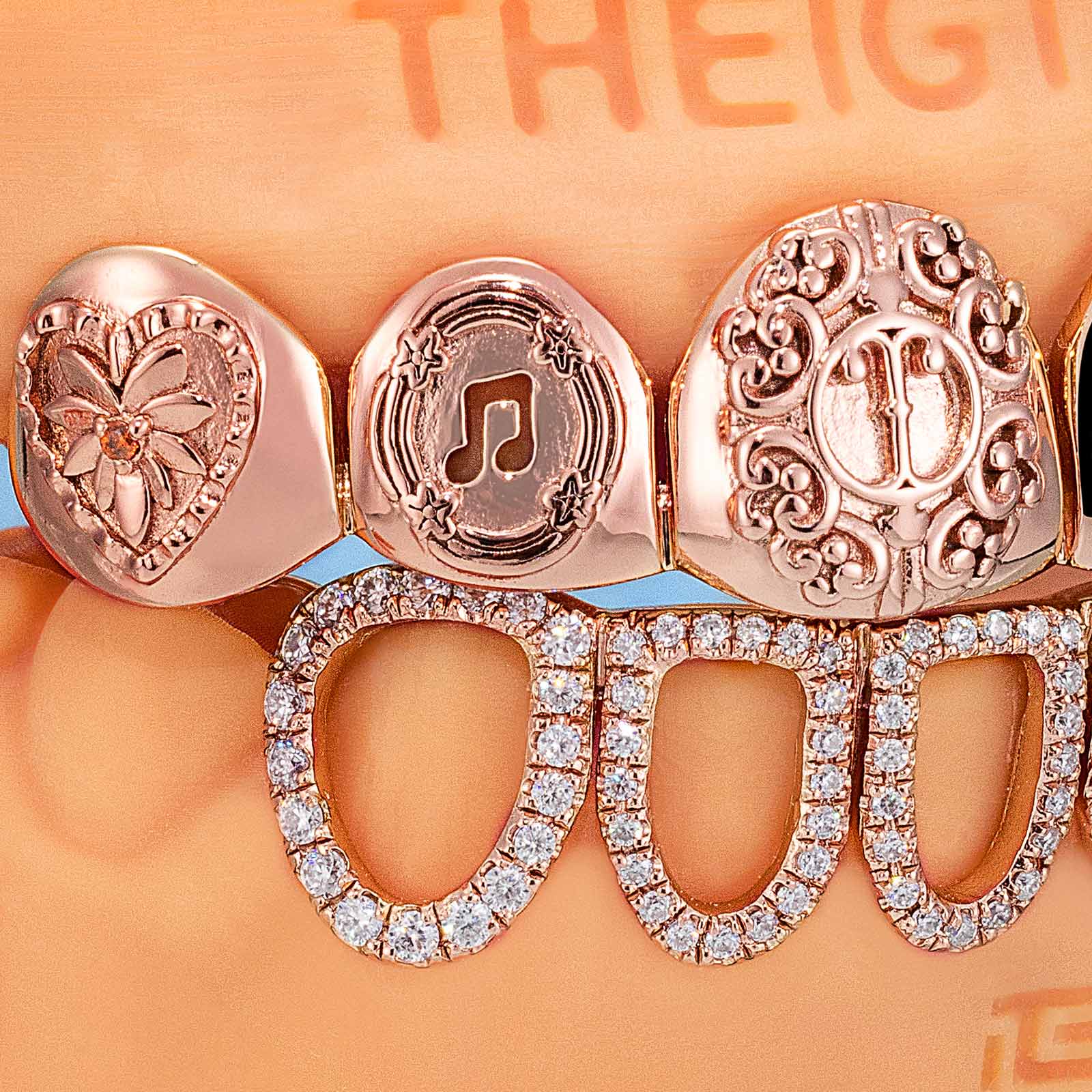 Top Stained Glass Style & Bottom Open Face Grillz - Image 2