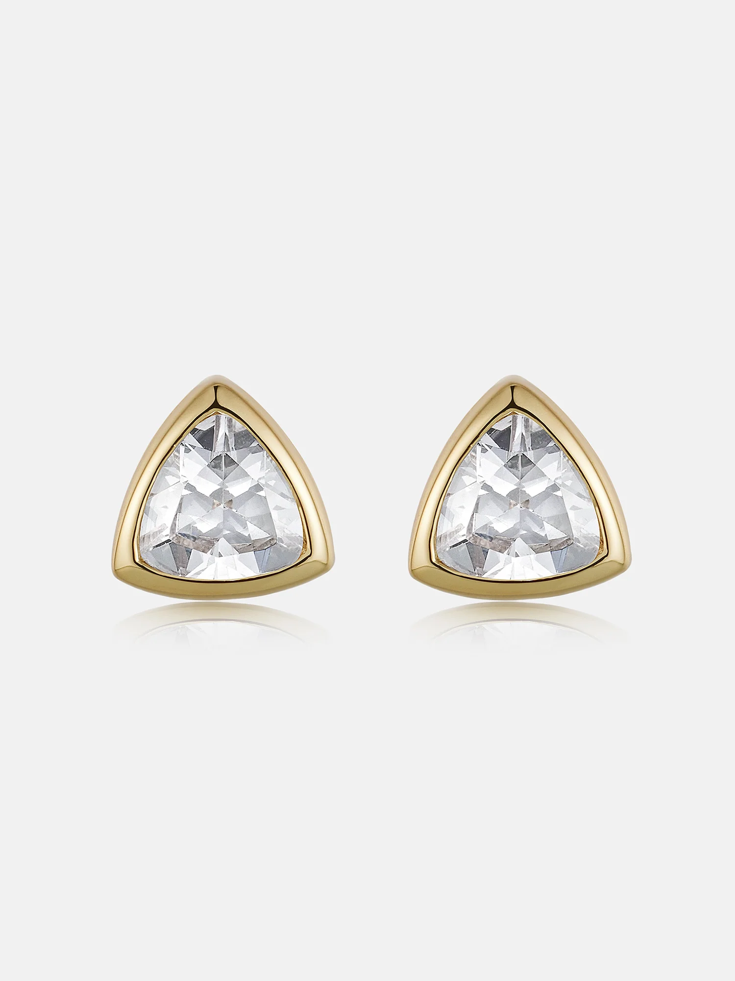 Triangle-Bezel Moissanite Stud Earrings - Image 2