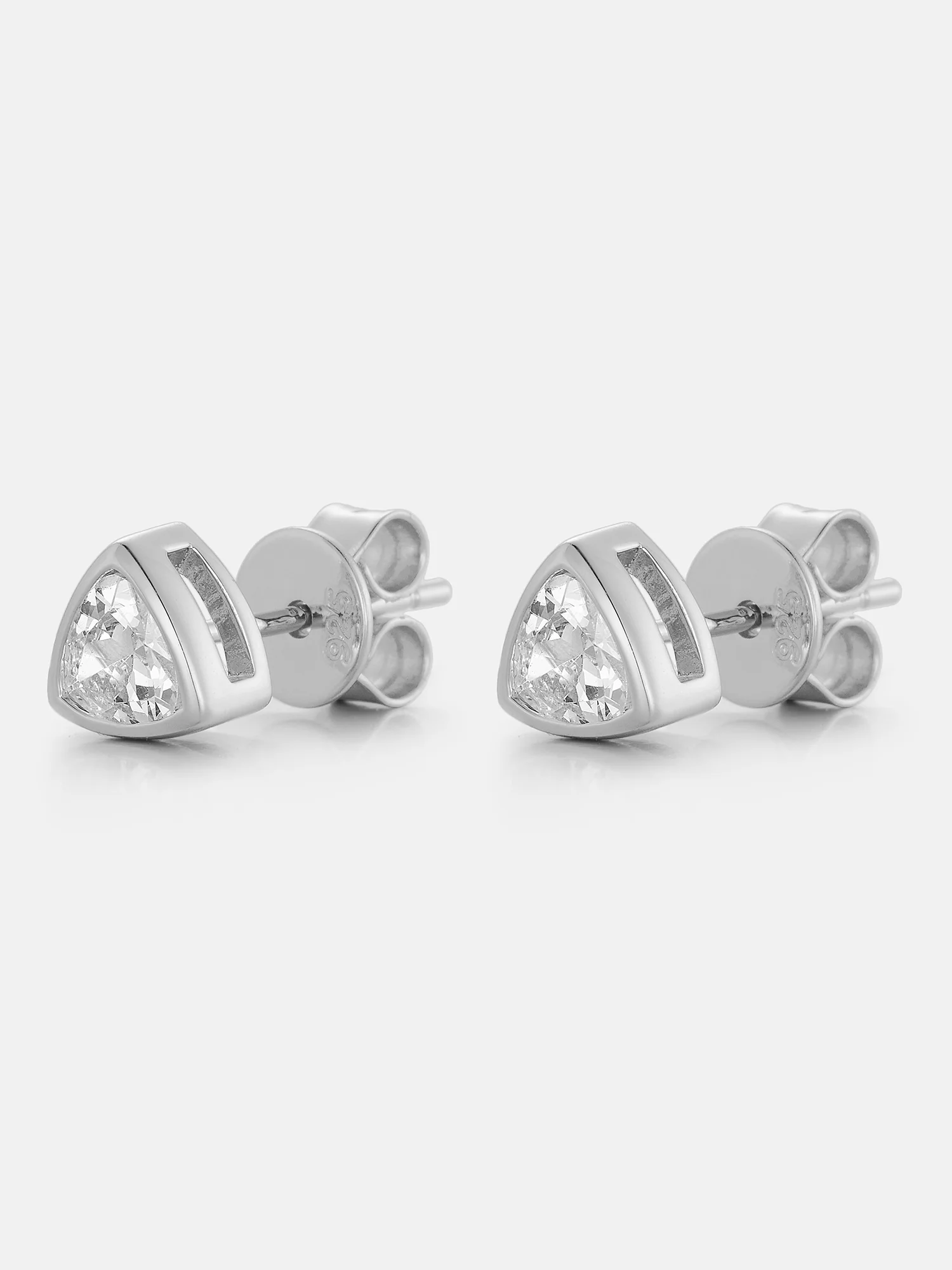 Triangle-Bezel Moissanite Stud Earrings - Image 3