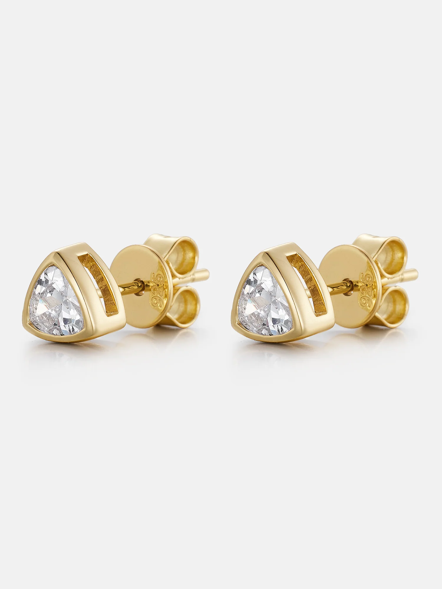 Triangle-Bezel Moissanite Stud Earrings - Image 4